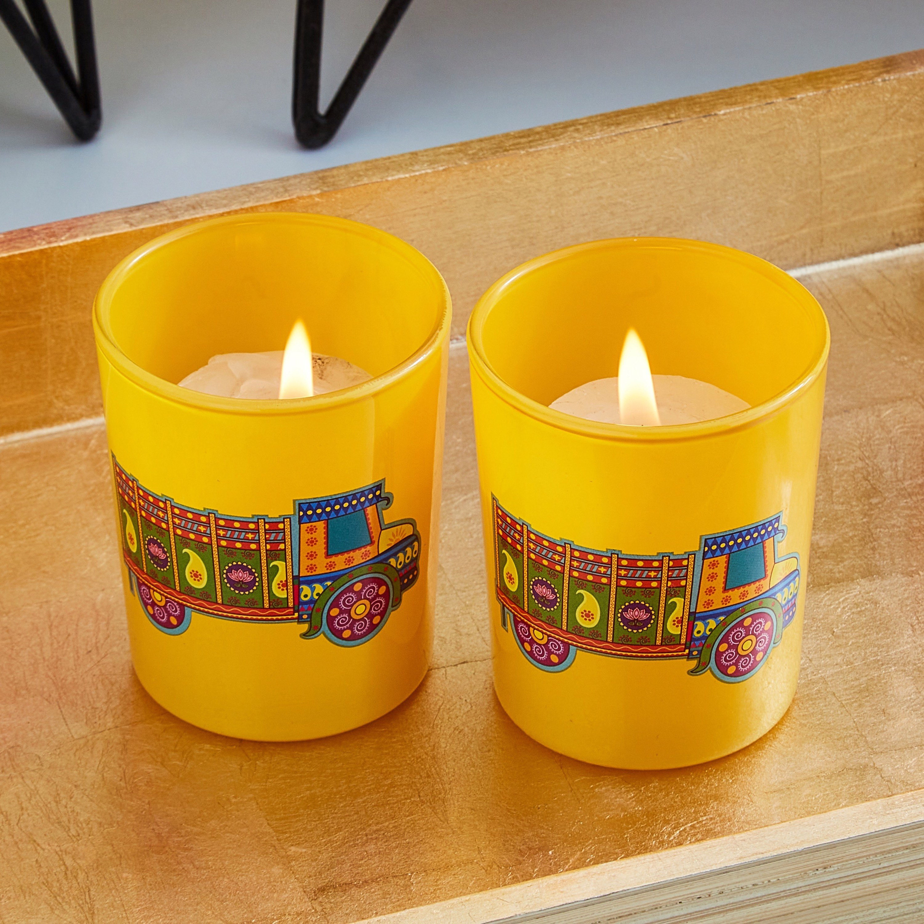 حاملات شموع زجاجية بتصميم شاحنة قطعتين من إندي فايب زايلا - 44x31x32 سم-hbxlivingroom-decorandaccessories-candleholders-image-2