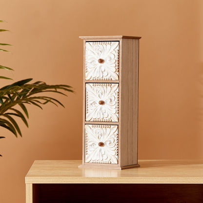 Zyla MDF Floral 3-Drawers Cabinet - 18x15.5x48 cms