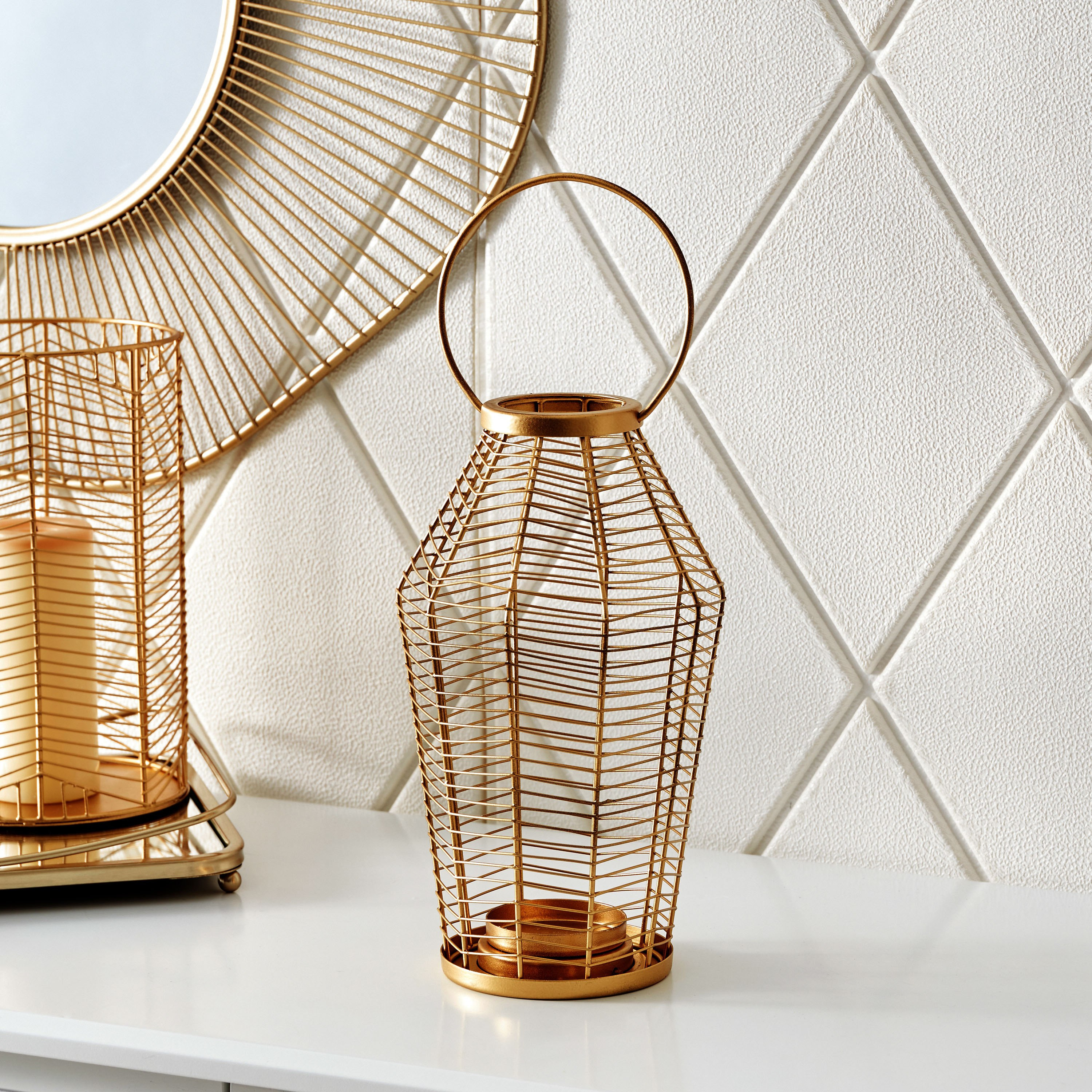 حامل شموع بسلك معدني من لميا - 17x17x28 26سم-hbxlivingroom-decorandaccessories-candleholders-image-2