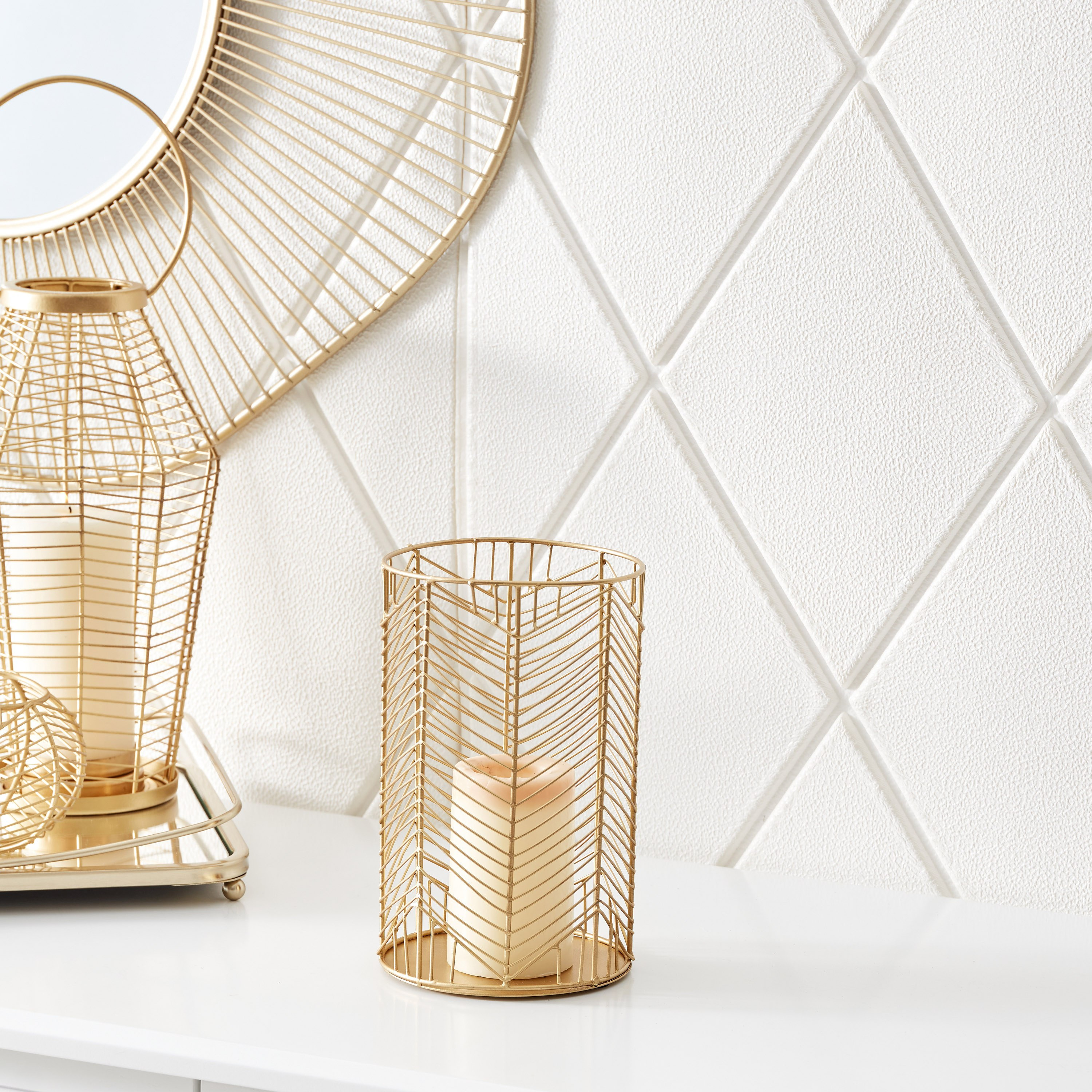 حامل شموع بتصميم أسلاك معدنية من لميا - 13x13x20 سم-hbxlivingroom-decorandaccessories-candleholders-image-1