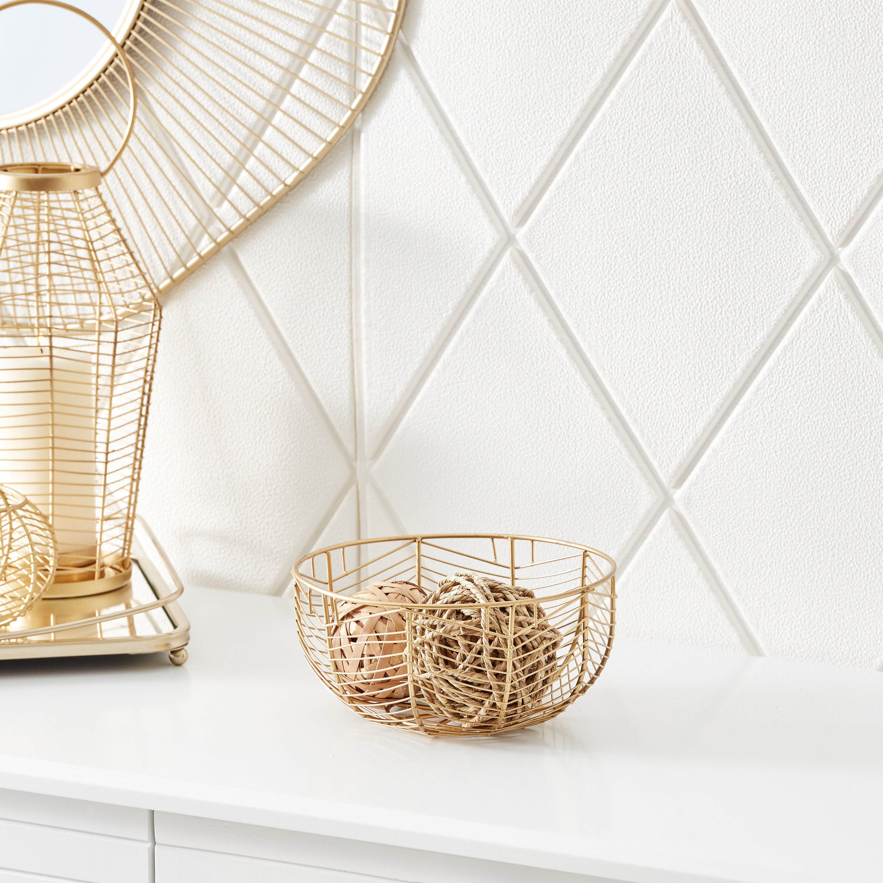Lamya Metal Wire Sphere Bowl Basket - 20x20x10 cm-hbxdecorandfurnishings-homeaccessories-bowls-image-1