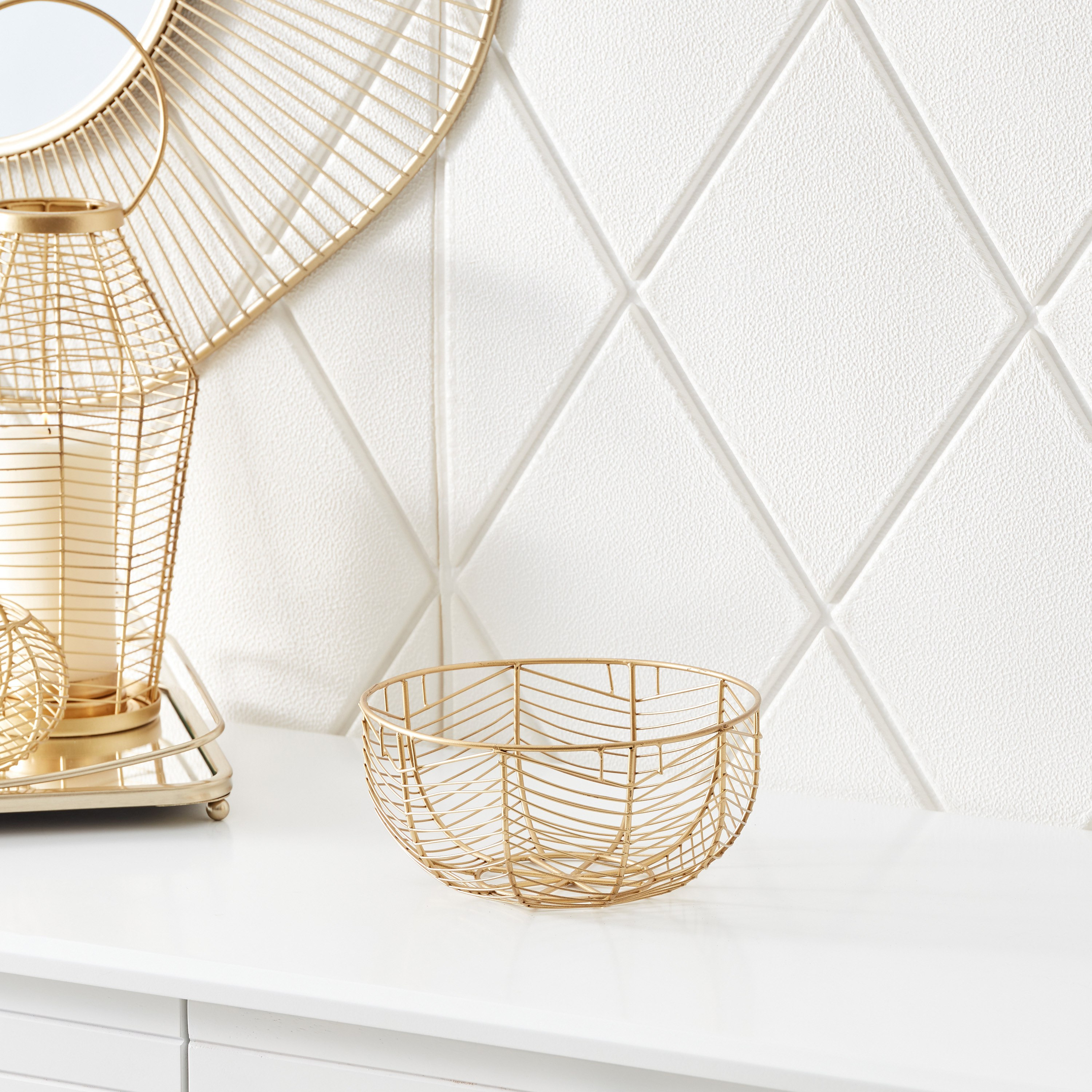 Lamya Metal Wire Sphere Bowl Basket - 20x20x10 cm-hbxdecorandfurnishings-homeaccessories-bowls-image-2