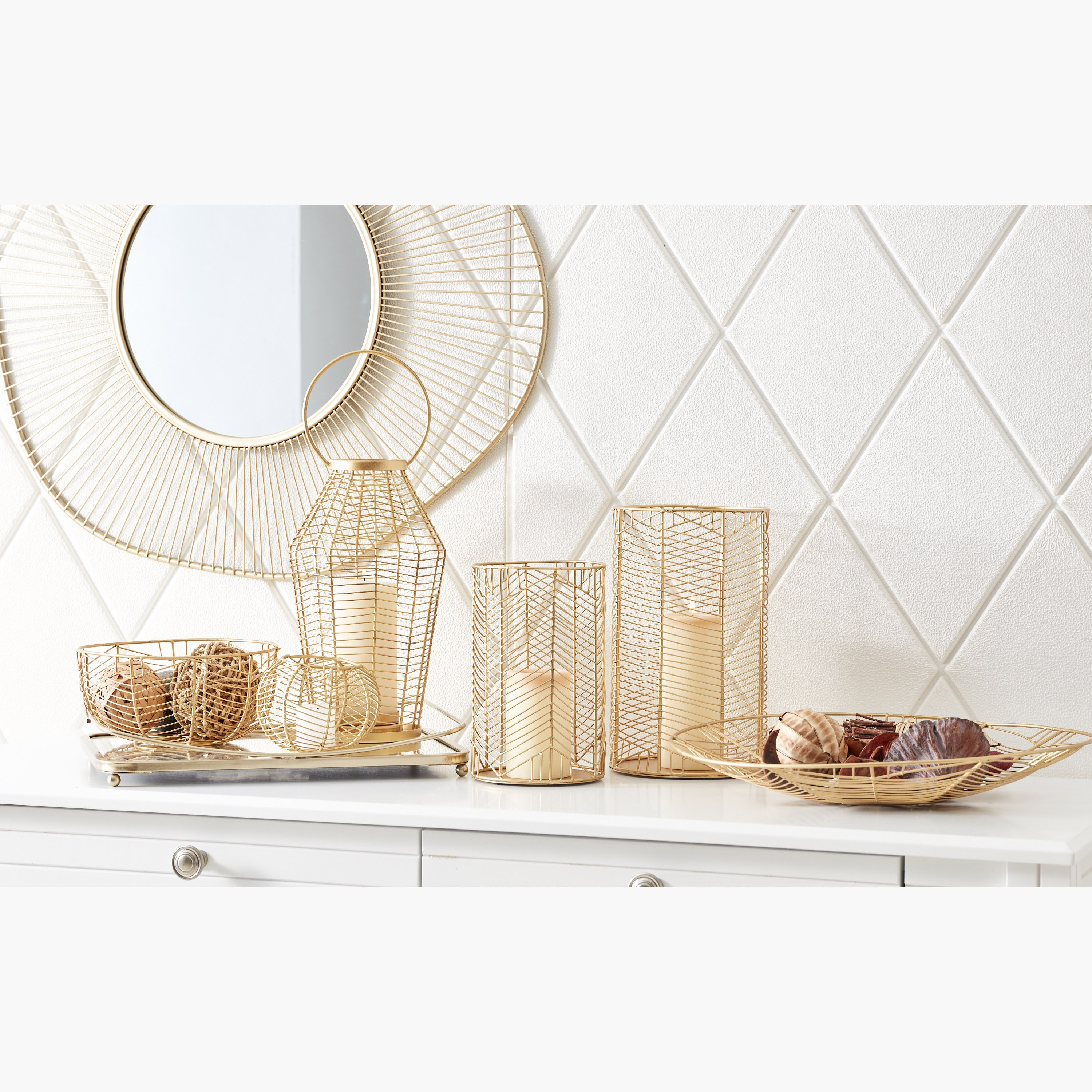 حامل شموع كروي بسلك معدني من لميا - 13.5x13.5x9.5 26سم-hbxlivingroom-decorandaccessories-candleholders-image-4