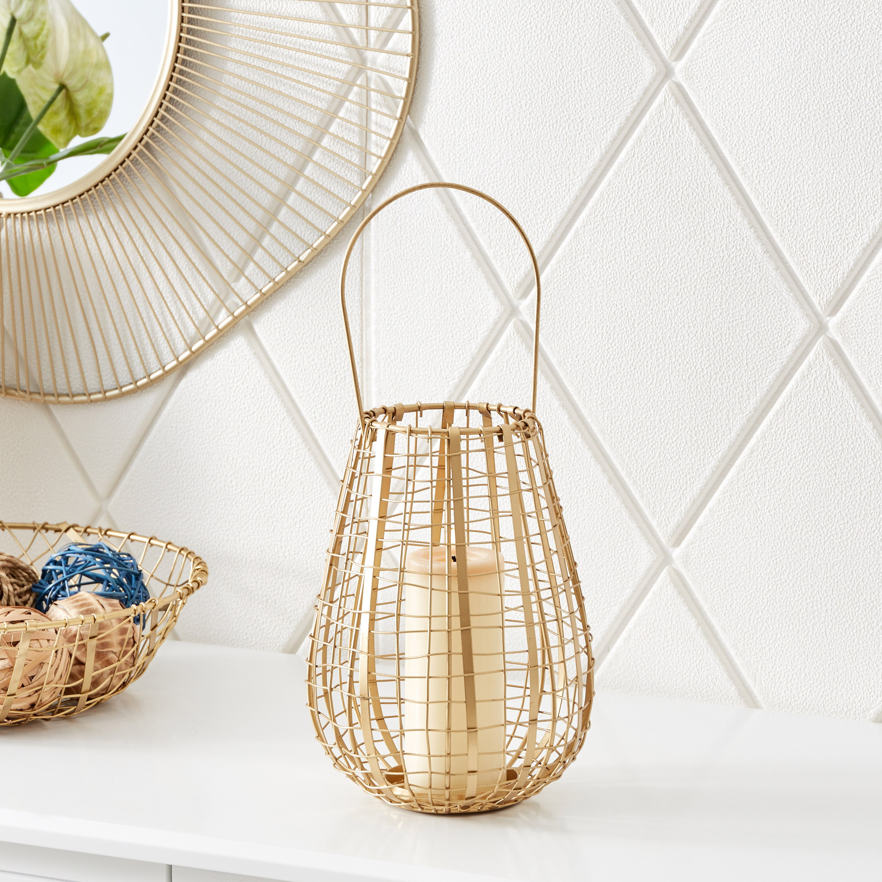 فانوس كاروهات بسلك معدني من لميا - 18x18x25 26سم-PROMO_HB_AE_B1G1_250925-image-1