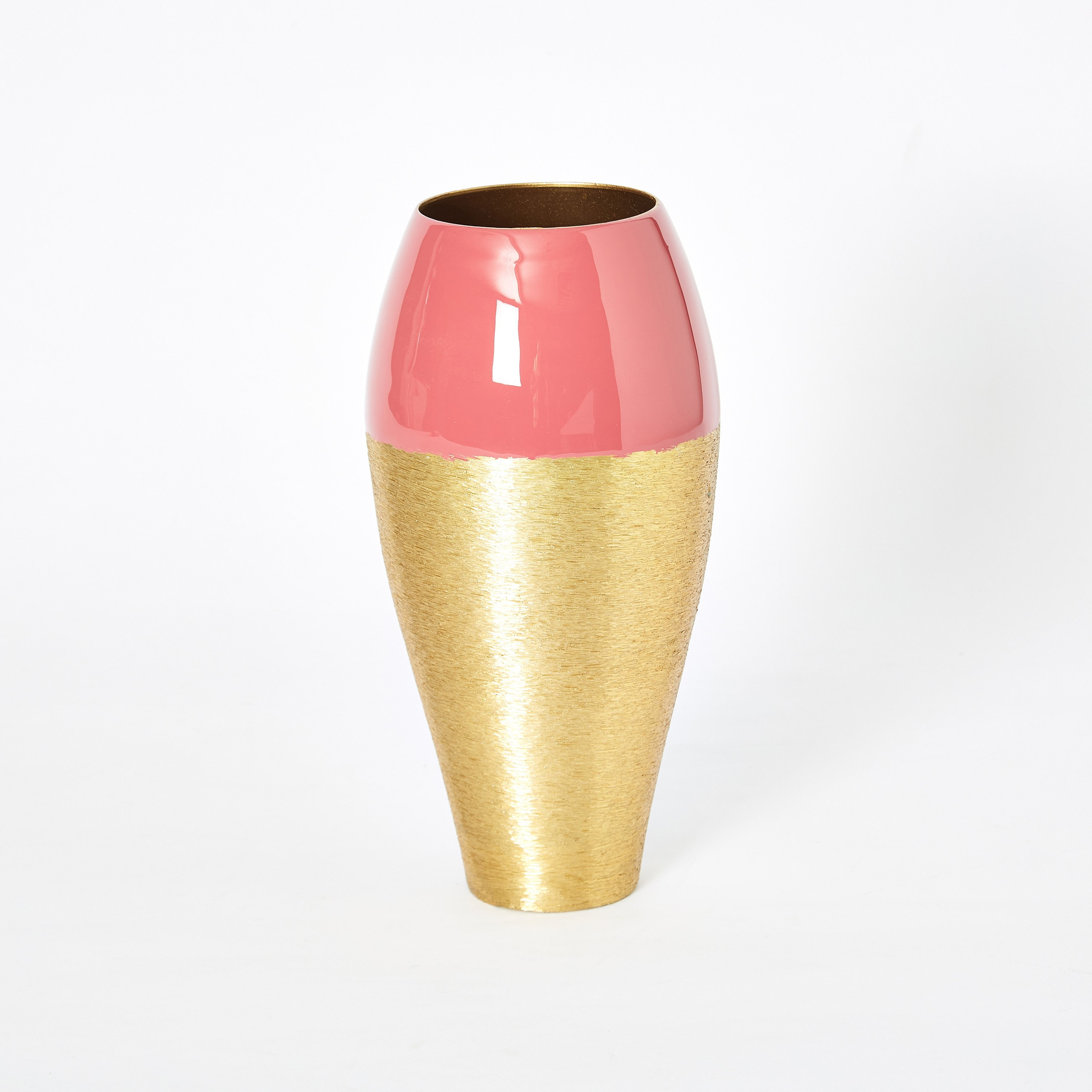مزهرية ميتاليك بارزة الملمس بتصميم متدرج اللون من لميا - 11x11x18 سم-hbxbedroom-decorandaccessories-vases-image-5