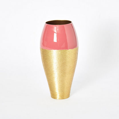 Lamya Dual Tone Textured Metallic Vase - 11x11x18 cms