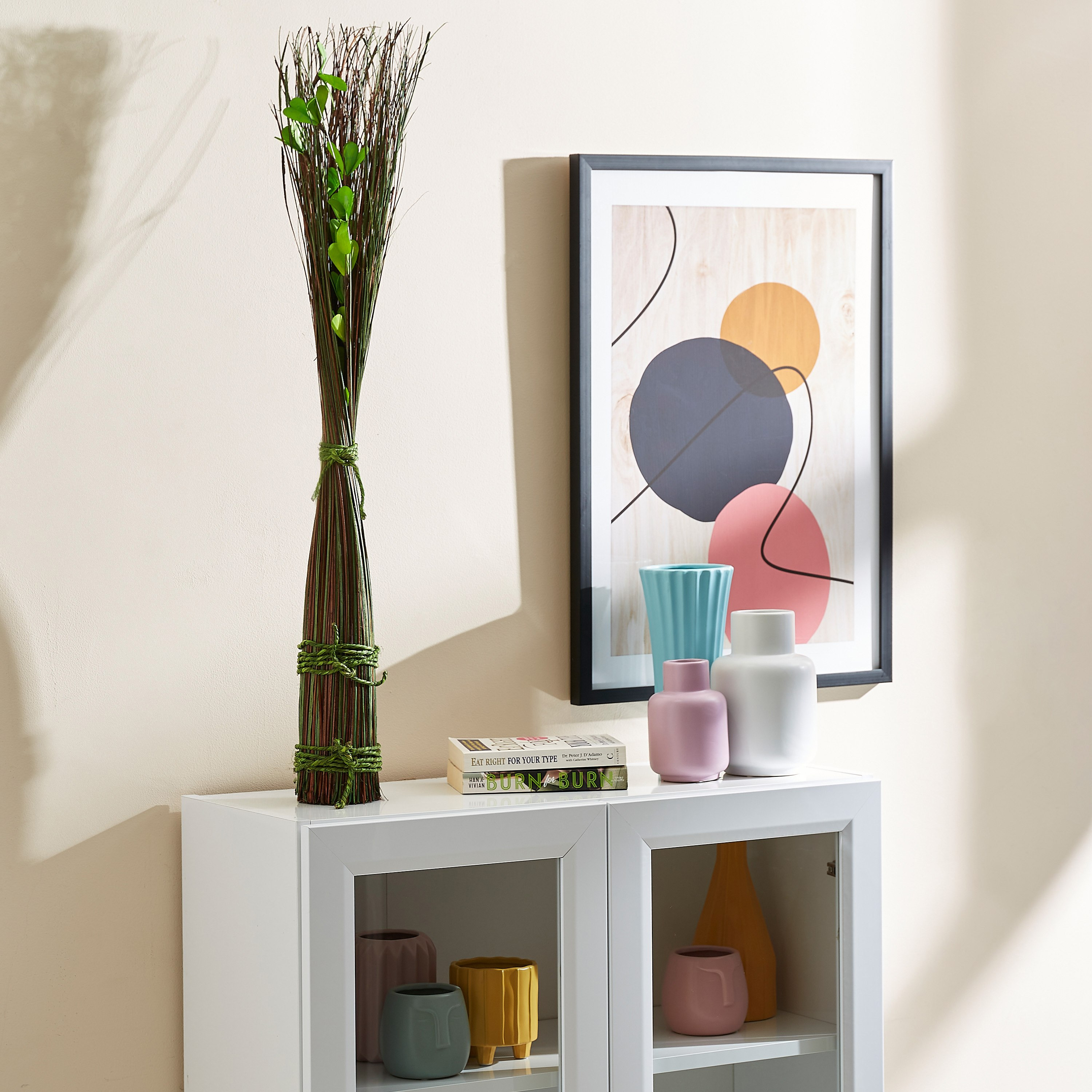 باقة نبات قائمة من إيستيل - 10x10x90 سم-hbxdecorandfurnishings-homeaccessories-artificialflowersandplants-image-4