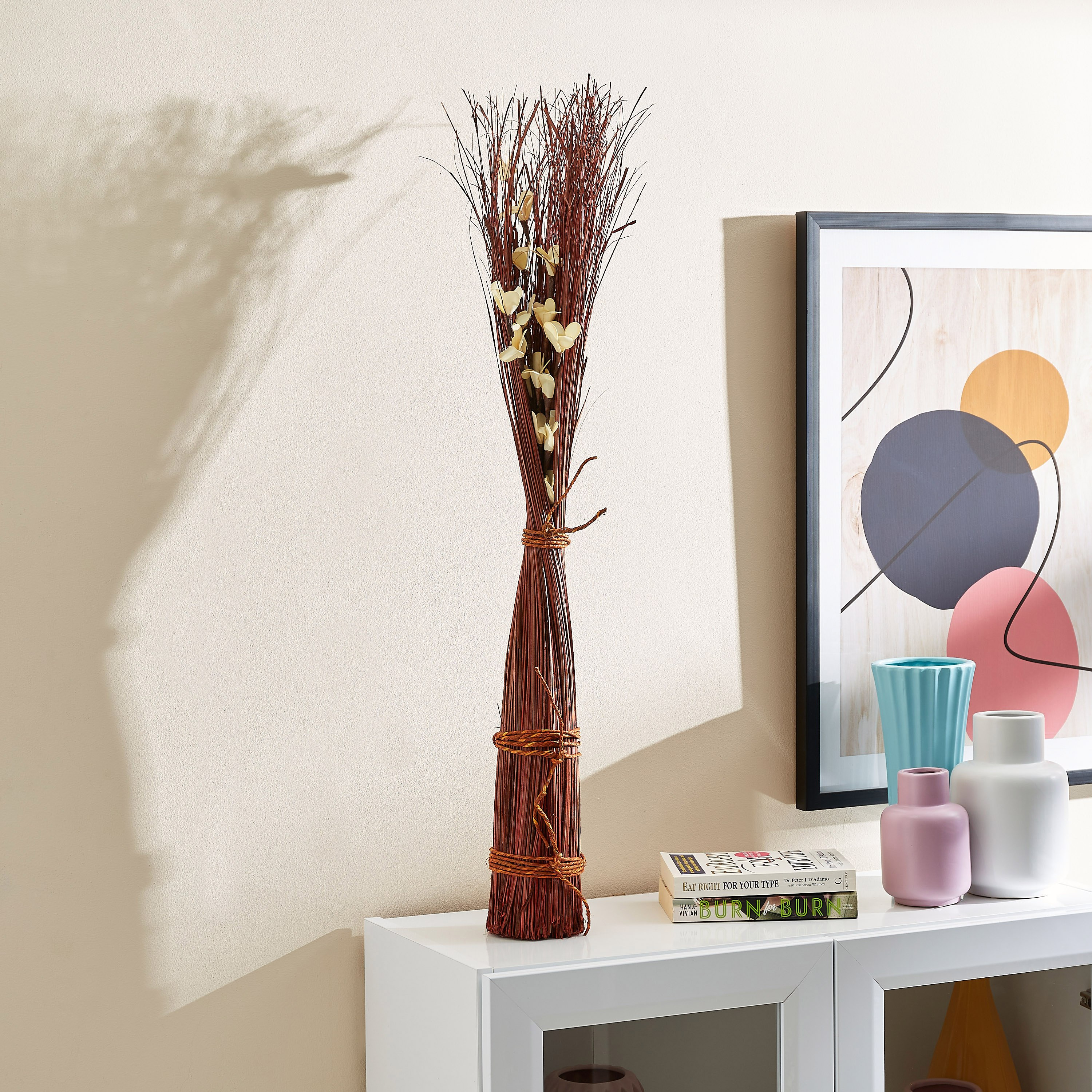 باقة نبات قائمة من إيستيل - 10x10x90 سم-hbxdecorandfurnishings-homeaccessories-artificialflowersandplants-image-1