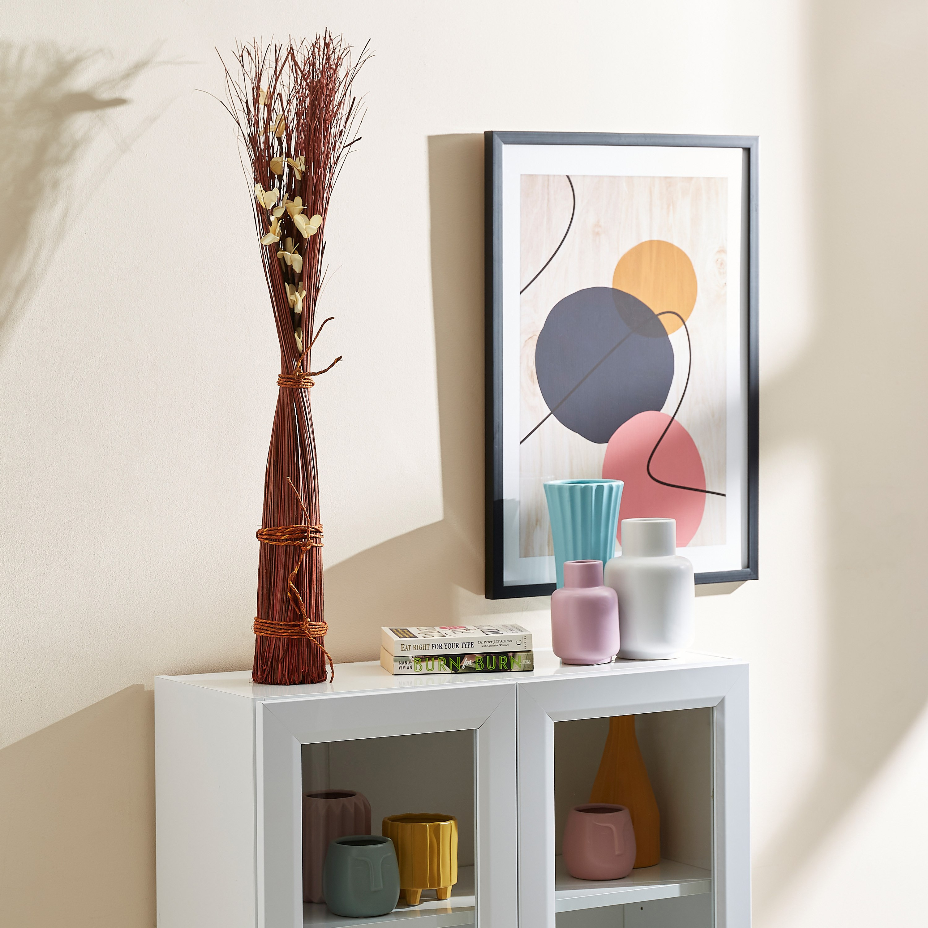 باقة نبات قائمة من إيستيل - 10x10x90 سم-hbxdecorandfurnishings-homeaccessories-artificialflowersandplants-image-4