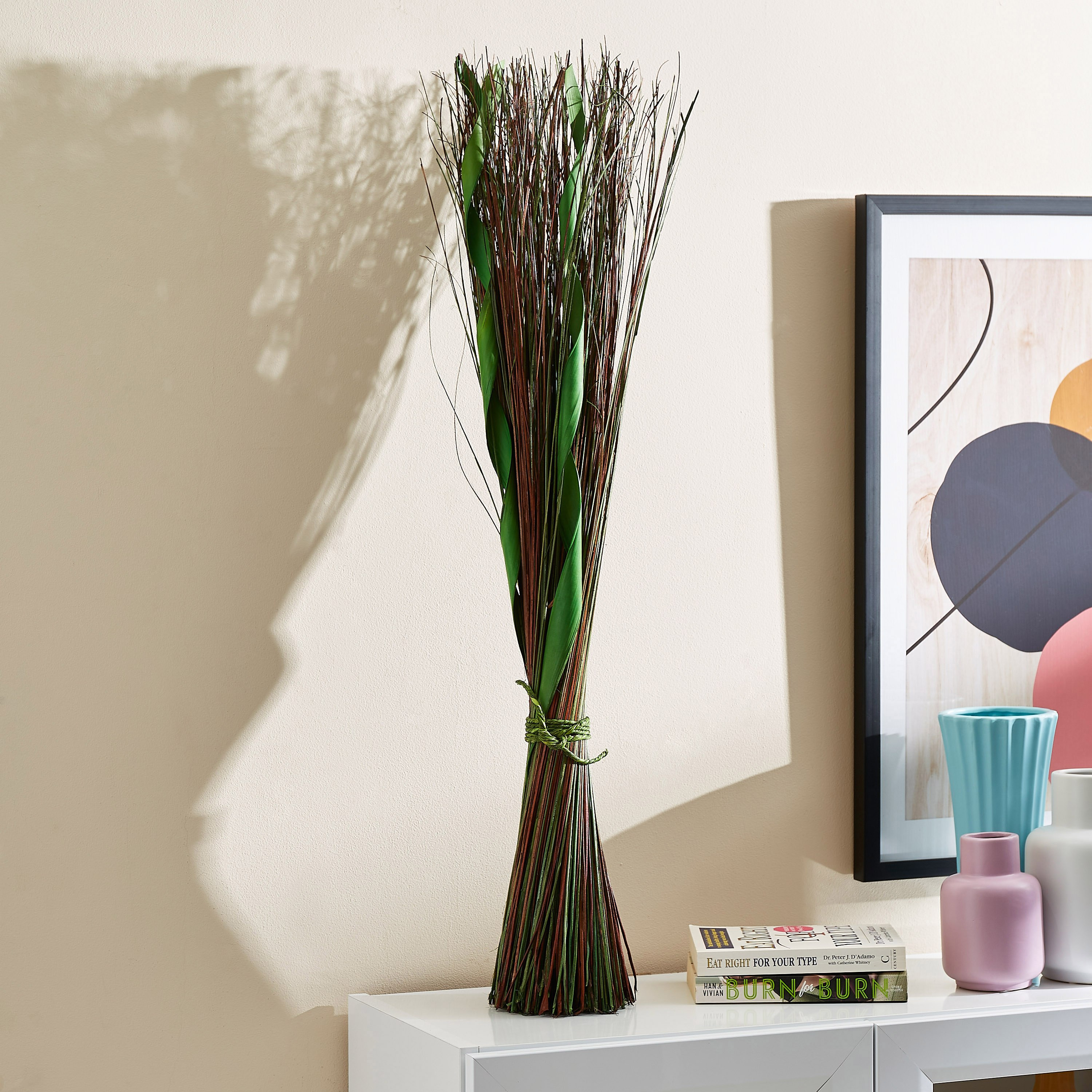 باقة نبات قائمة من إيستيل - 8x8x90 سم-hbxdecorandfurnishings-homeaccessories-artificialflowersandplants-image-1