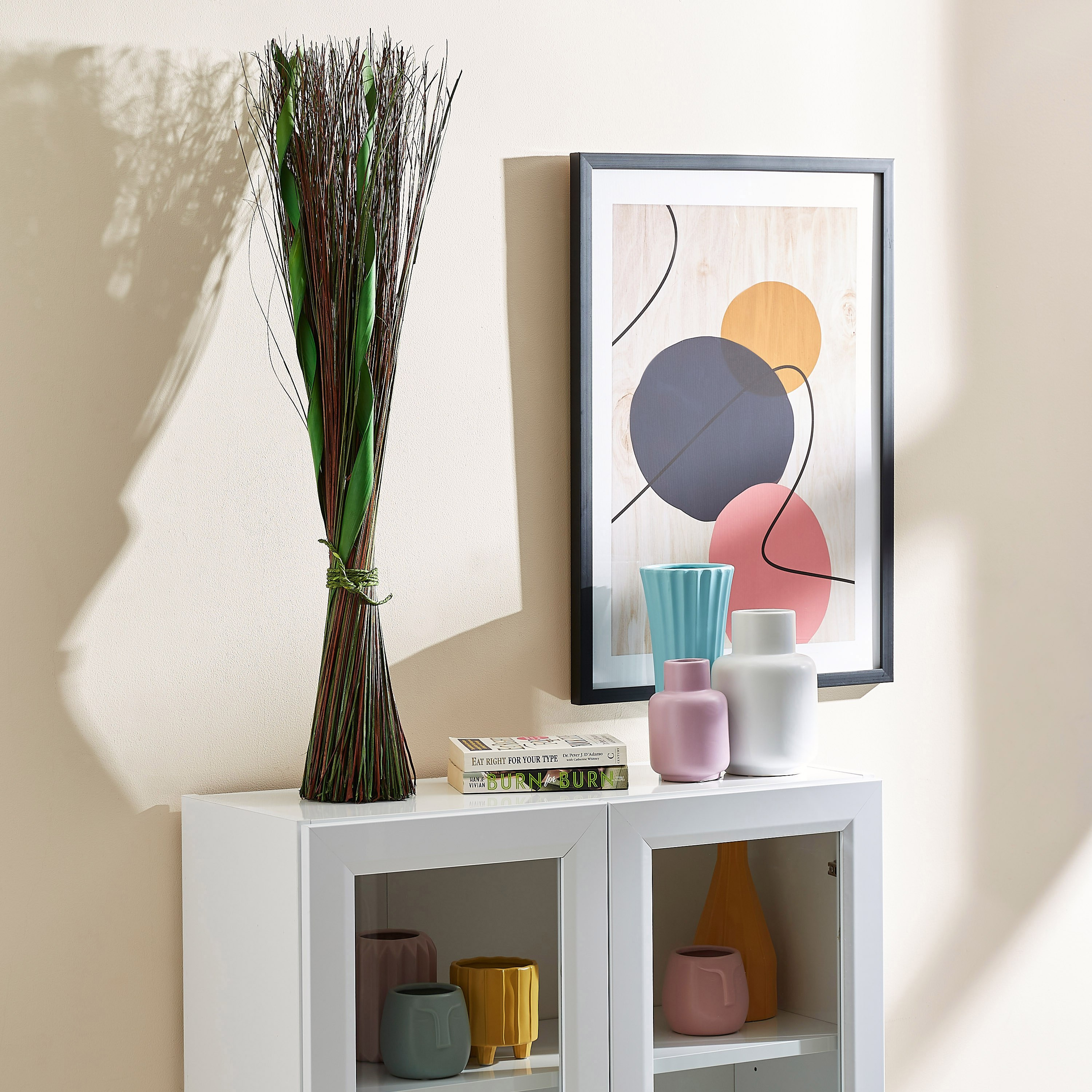 باقة نبات قائمة من إيستيل - 8x8x90 سم-hbxdecorandfurnishings-homeaccessories-artificialflowersandplants-image-4