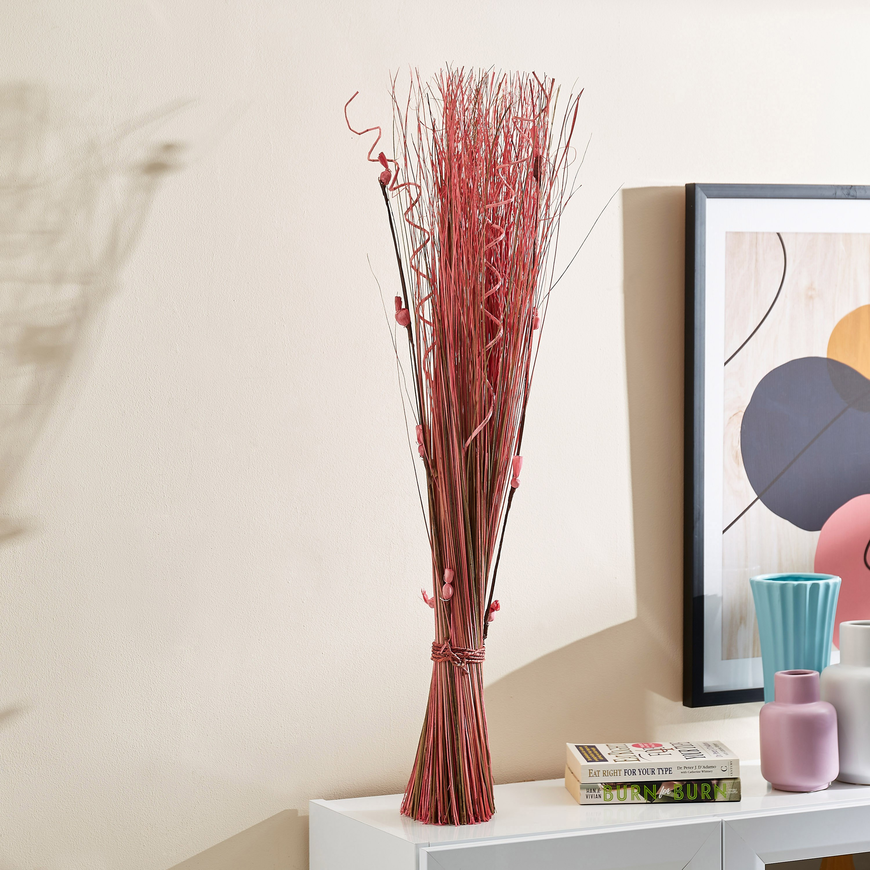 باقة نبات قائمة من إيستيل - 8x8x90 سم-hbxdecorandfurnishings-homeaccessories-artificialflowersandplants-image-1