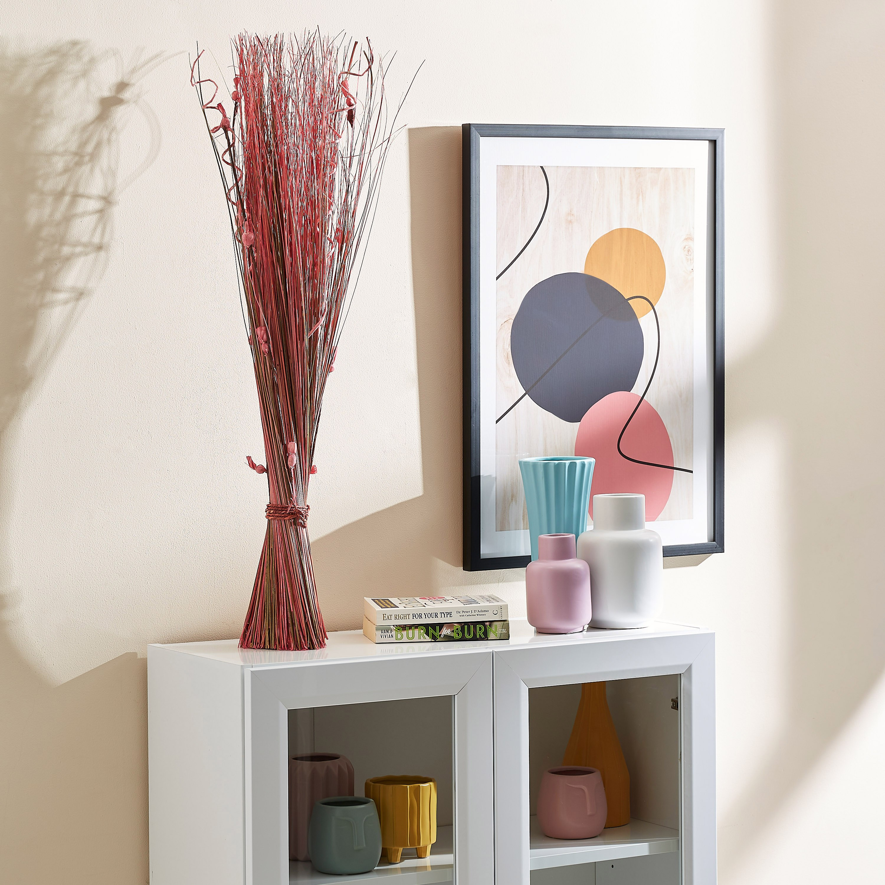 باقة نبات قائمة من إيستيل - 8x8x90 سم-hbxdecorandfurnishings-homeaccessories-artificialflowersandplants-image-4
