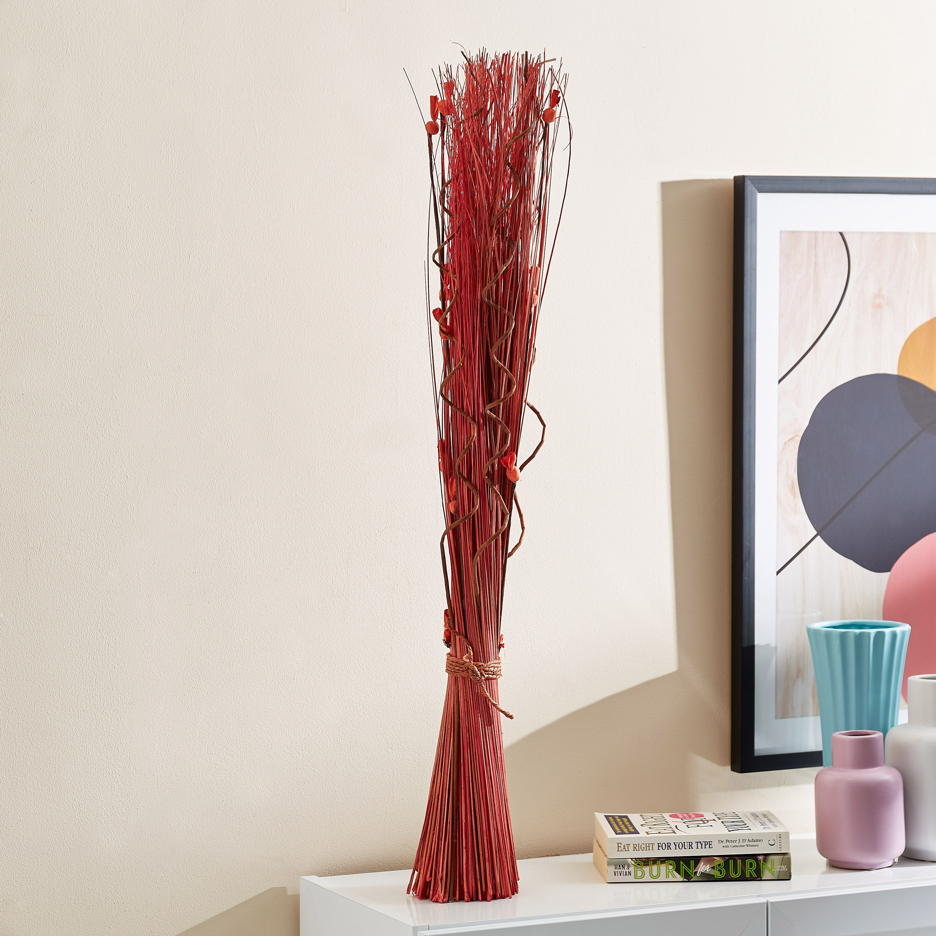 باقة نبات قائمة من إيستيل - 8x8x90 سم-hbxdecorandfurnishings-homeaccessories-artificialflowersandplants-image-1