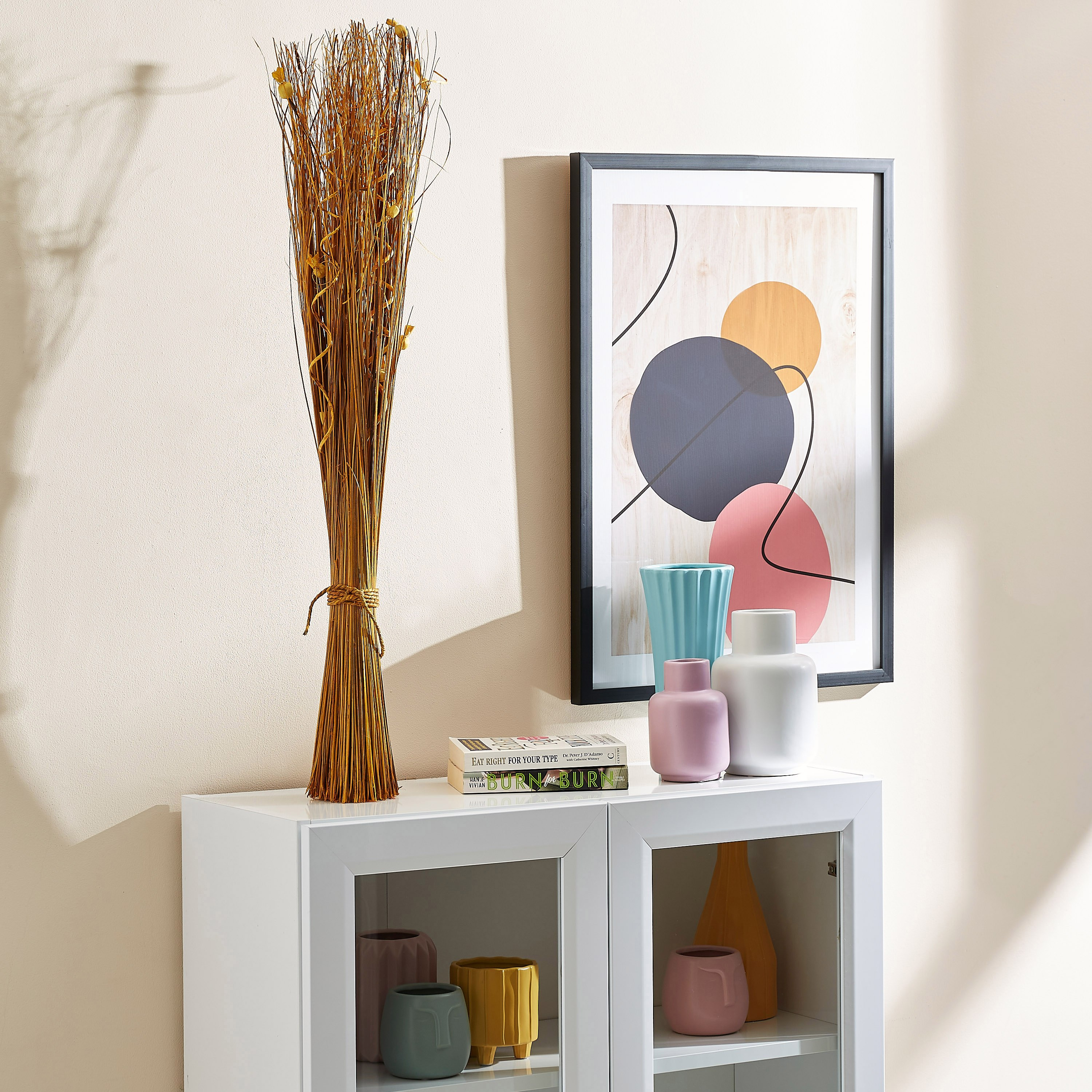باقة نبات قائمة من إيستيل - 8x8x90 سم-hbxdecorandfurnishings-homeaccessories-artificialflowersandplants-image-4