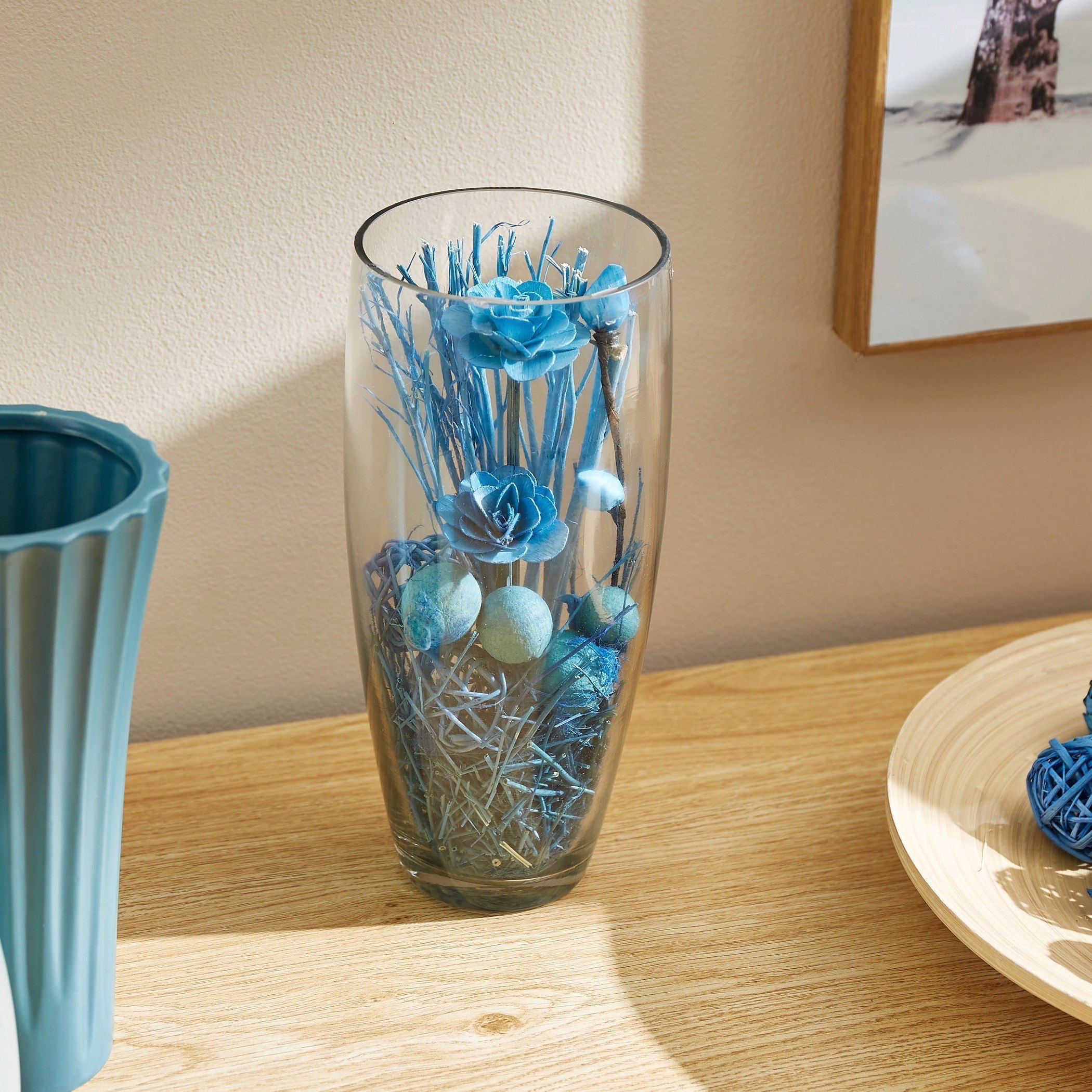 Estelle Decorative Items in Glass Jar - 10x23 cm-hbxdecorandfurnishings-homeaccessories-artificialflowersandplants-image-1