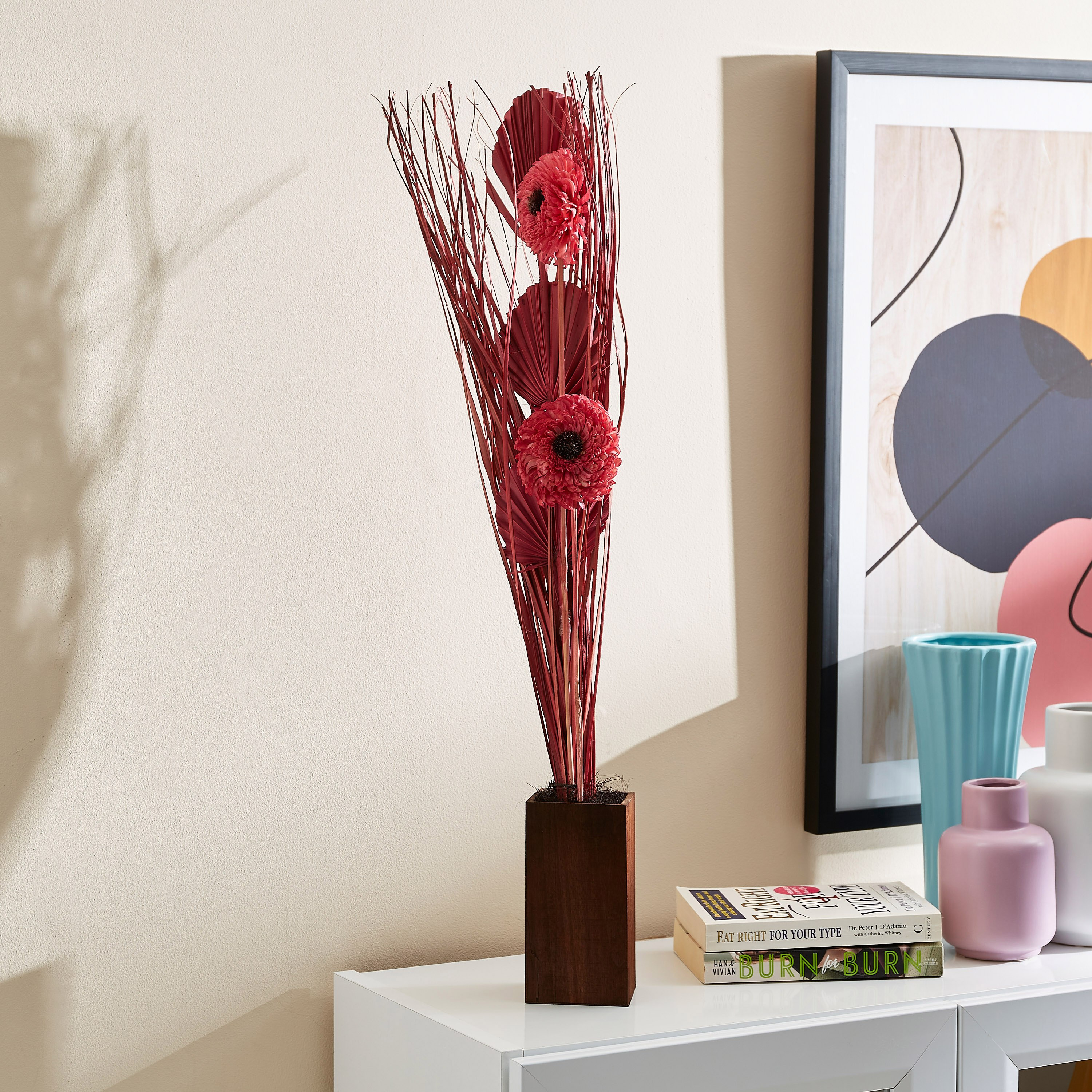 باقة زهور في أصيص خشبي من إيستيل - 8x8x75 سم-hbxdecorandfurnishings-homeaccessories-artificialflowersandplants-image-1