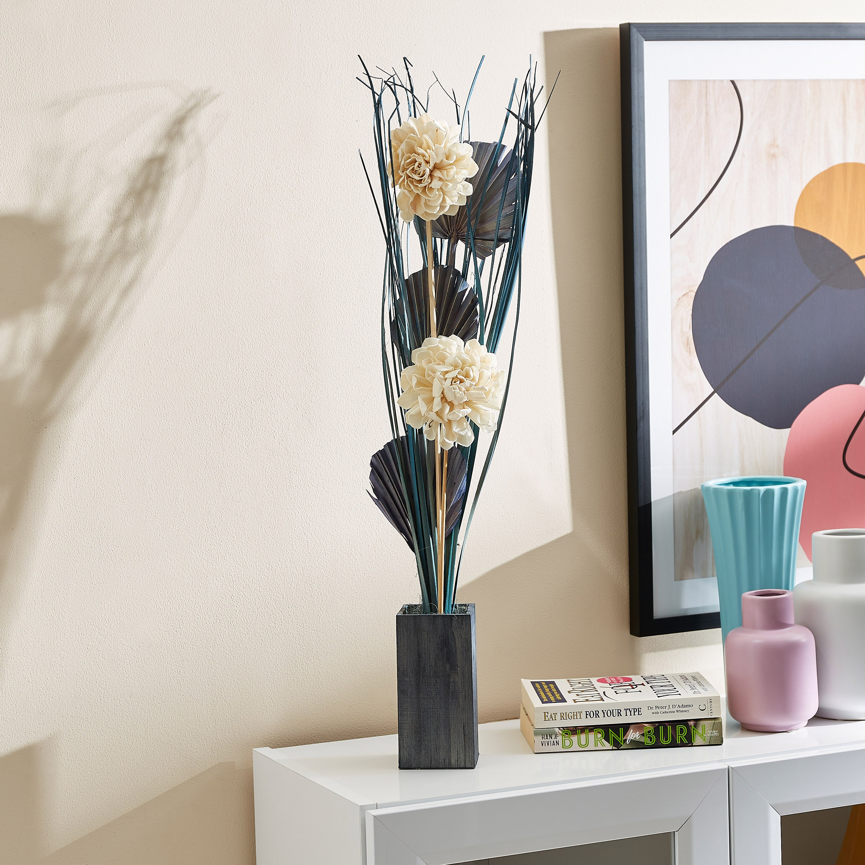 باقة زهور في أصيص خشبي من إيستيل - 8x8x75 سم-hbxdecorandfurnishings-homeaccessories-artificialflowersandplants-image-1