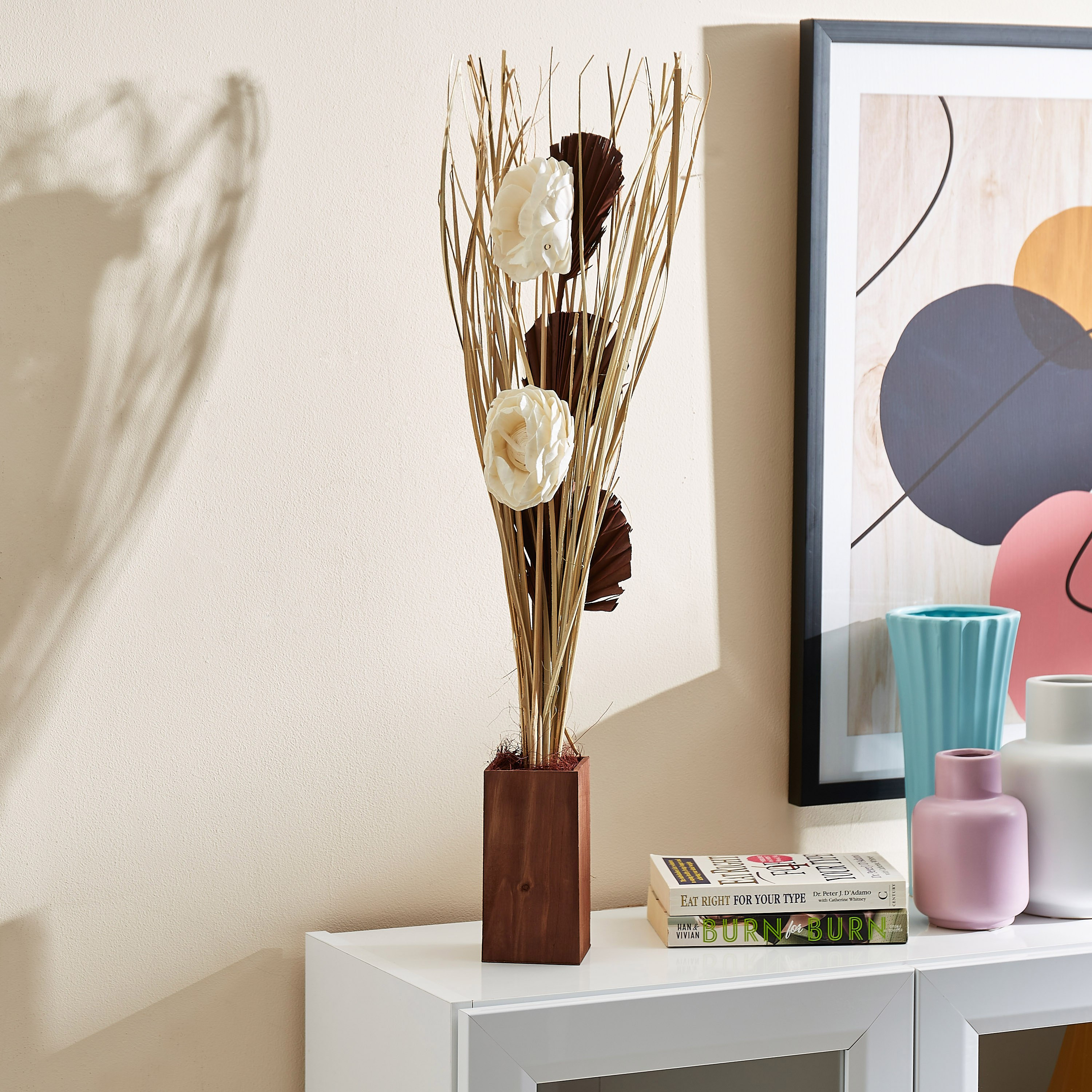 باقة زهور في أصيص خشبي من إيستيل - 8x8x75 سم-hbxdecorandfurnishings-homeaccessories-artificialflowersandplants-image-1