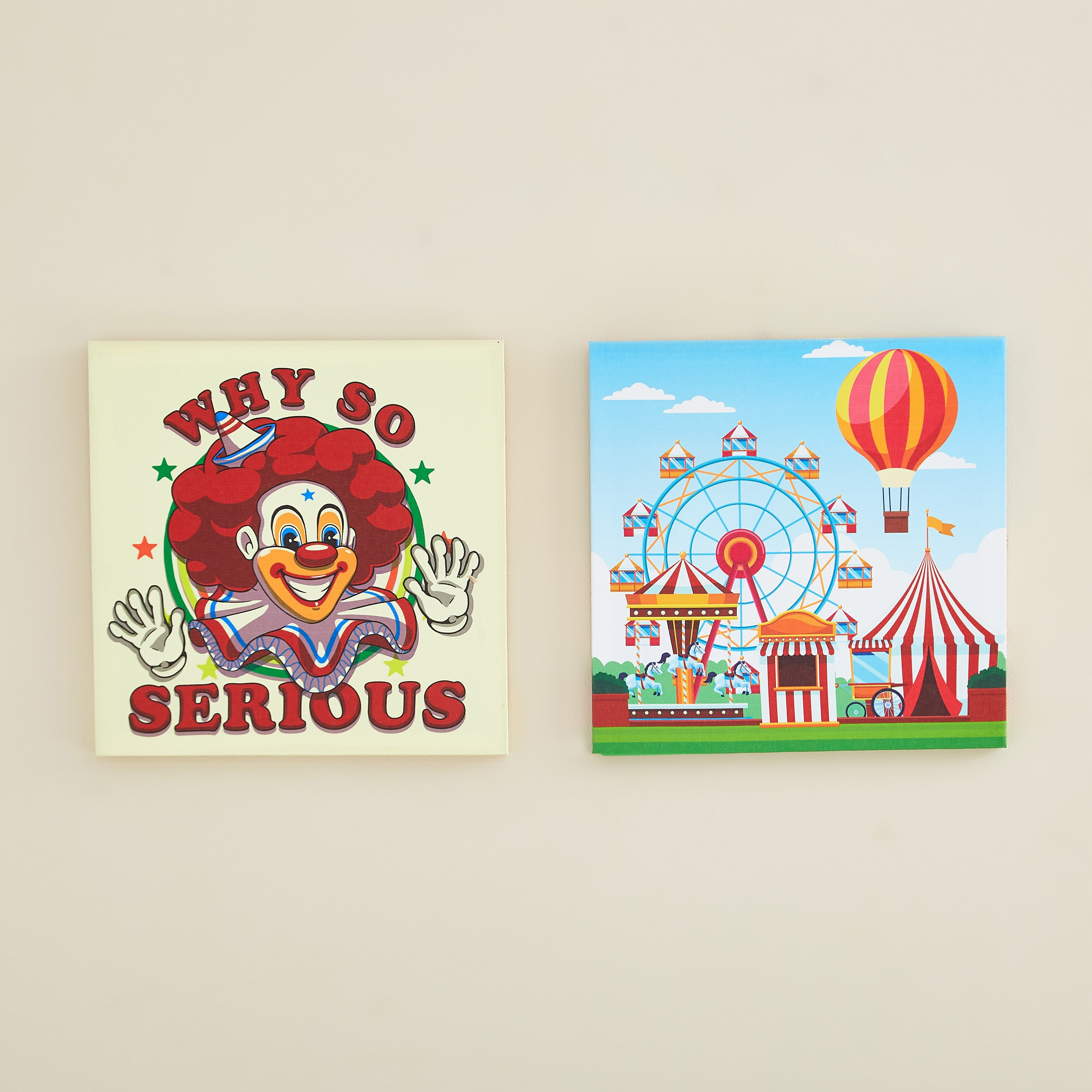 طقم لوحة كانفاس قماشية بطبعات مهرج - قطعتين من أرتيستري - 30x30x1.8 سم-hbxhomeware-hbxkidsandyouth-image-1