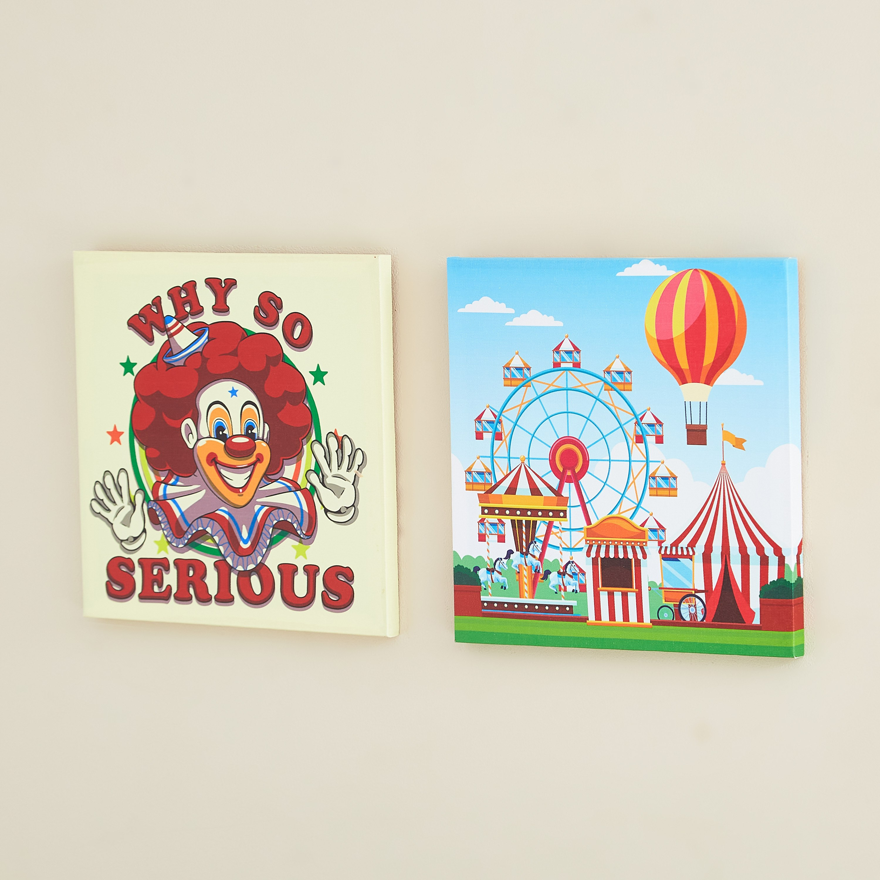 طقم لوحة كانفاس قماشية بطبعات مهرج - قطعتين من أرتيستري - 30x30x1.8 سم-hbxhomeware-hbxkidsandyouth-image-2