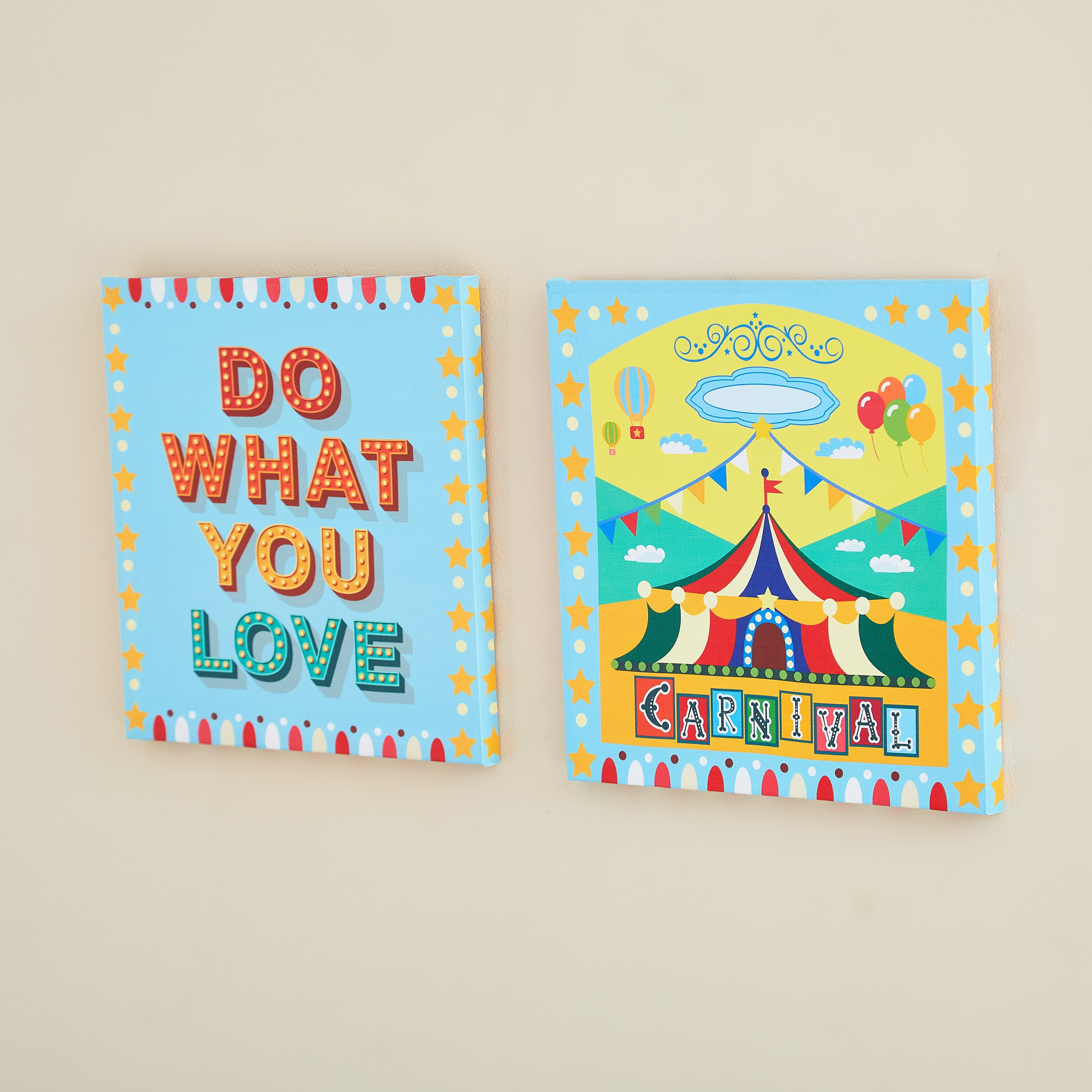 لوحة كانفاس بطبعات سيرك قطعتين من آرتيستري - 30x30x1 سم-hbxhomeware-hbxkidsandyouth-image-2