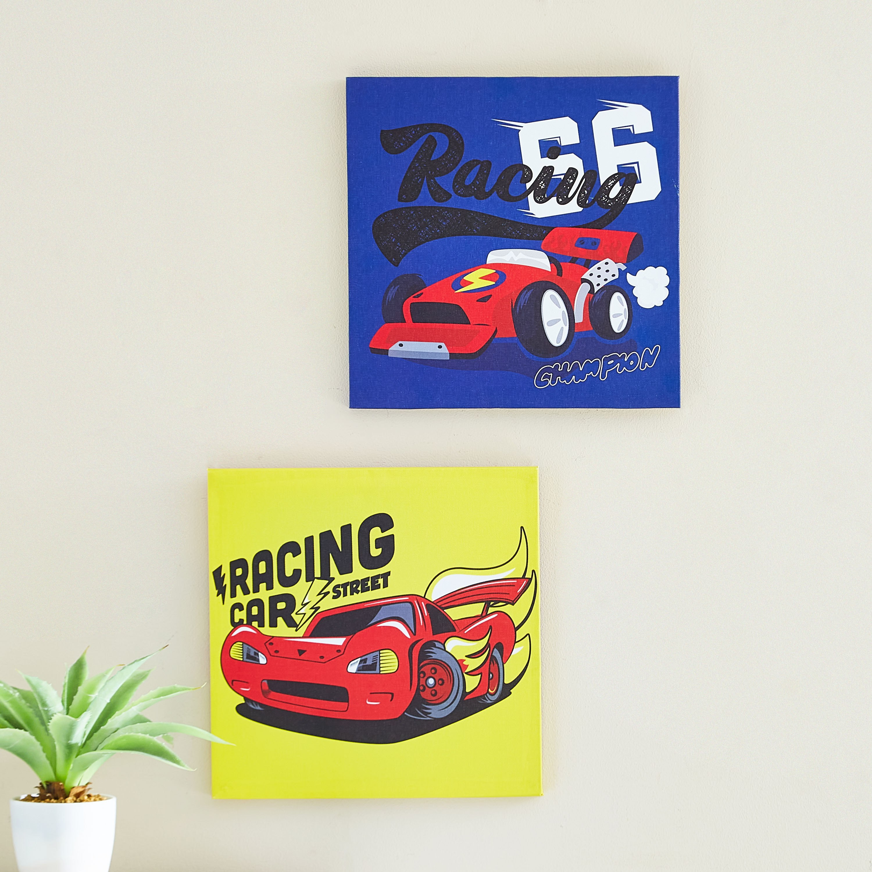 لوحة كانفاس بطبعات سيارات قطعتين من آرتيستري - 30x30x1 سم-hbxhomeware-hbxkidsandyouth-image-1