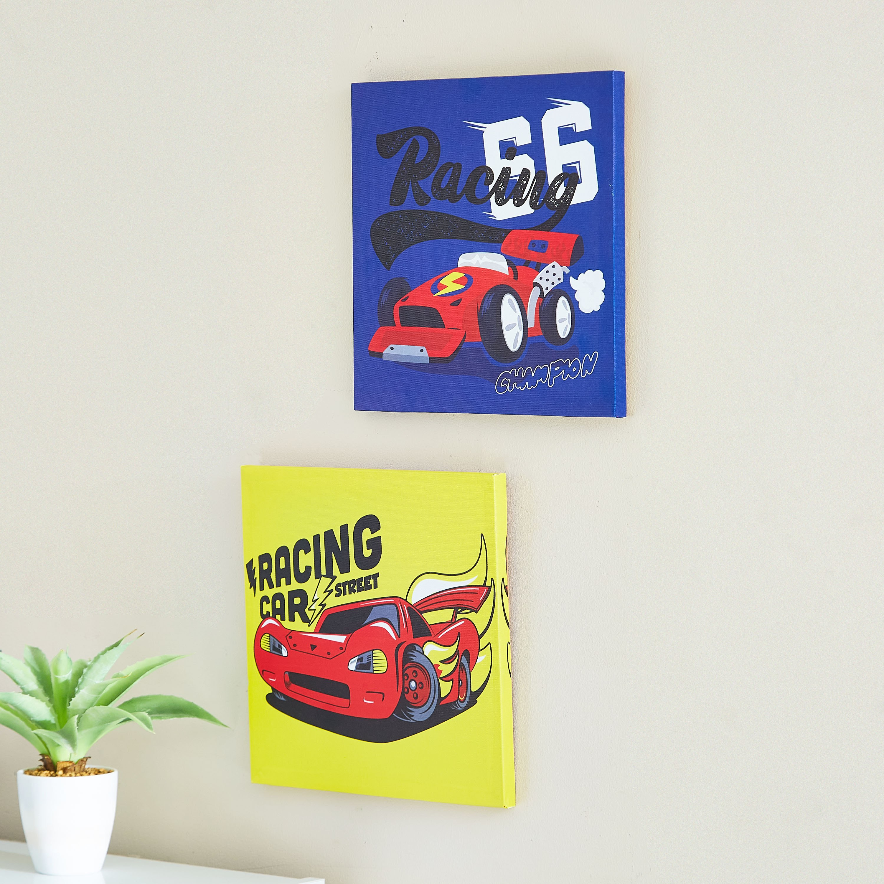 لوحة كانفاس بطبعات سيارات قطعتين من آرتيستري - 30x30x1 سم-hbxhomeware-hbxkidsandyouth-image-2