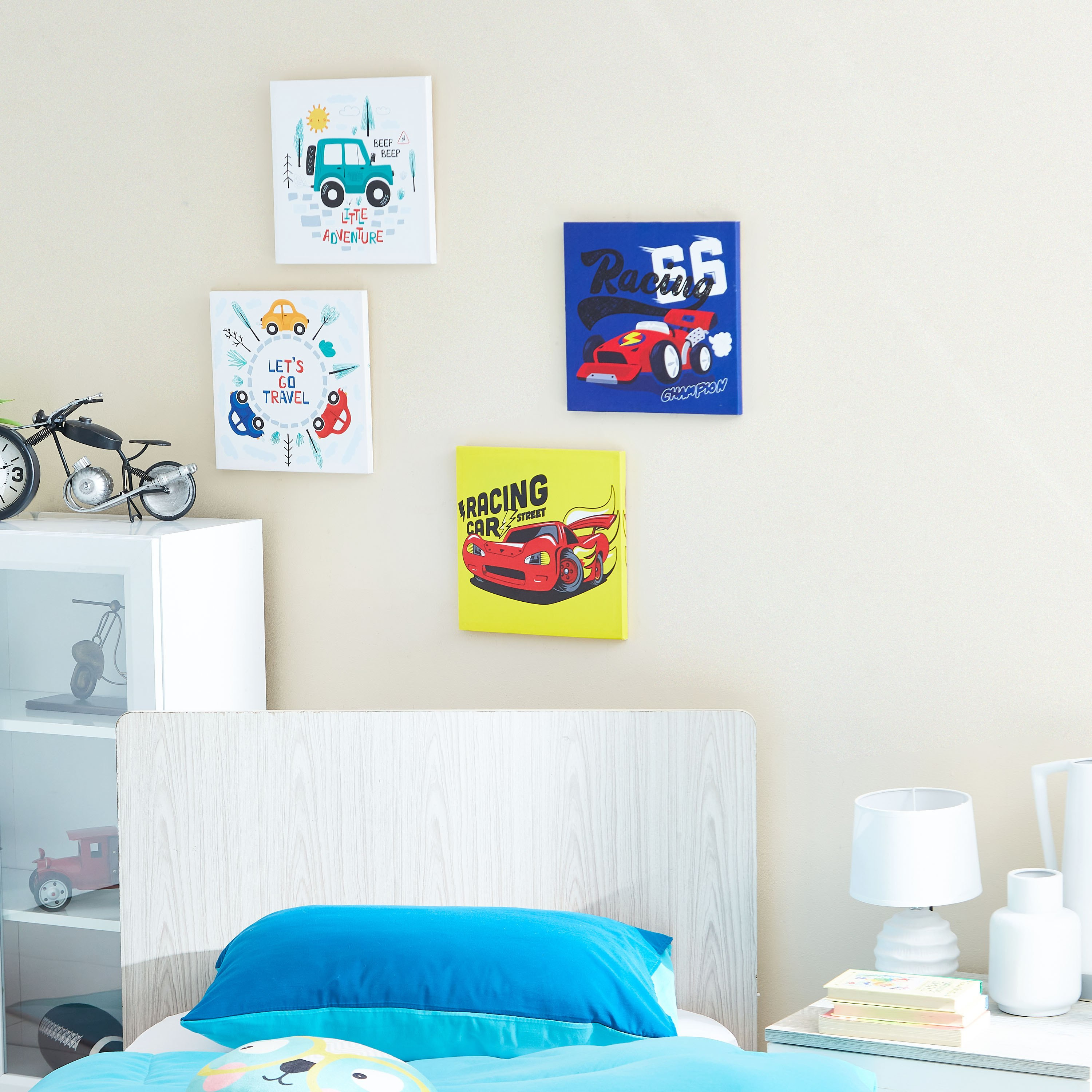 لوحة كانفاس بطبعات سيارات قطعتين من آرتيستري - 30x30x1 سم-hbxhomeware-hbxkidsandyouth-image-4