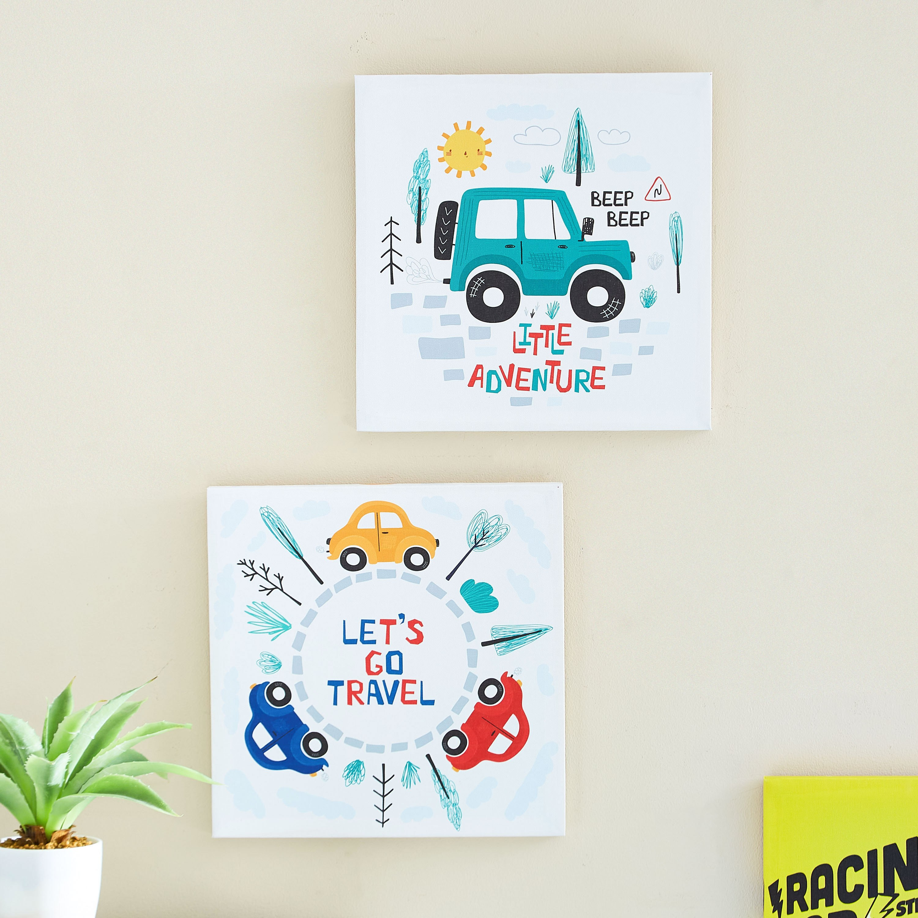 لوحة كانفاس بطبعات سيارات قطعتين من آرتيستري - 30x30x1 سم-hbxhomeware-hbxkidsandyouth-image-1