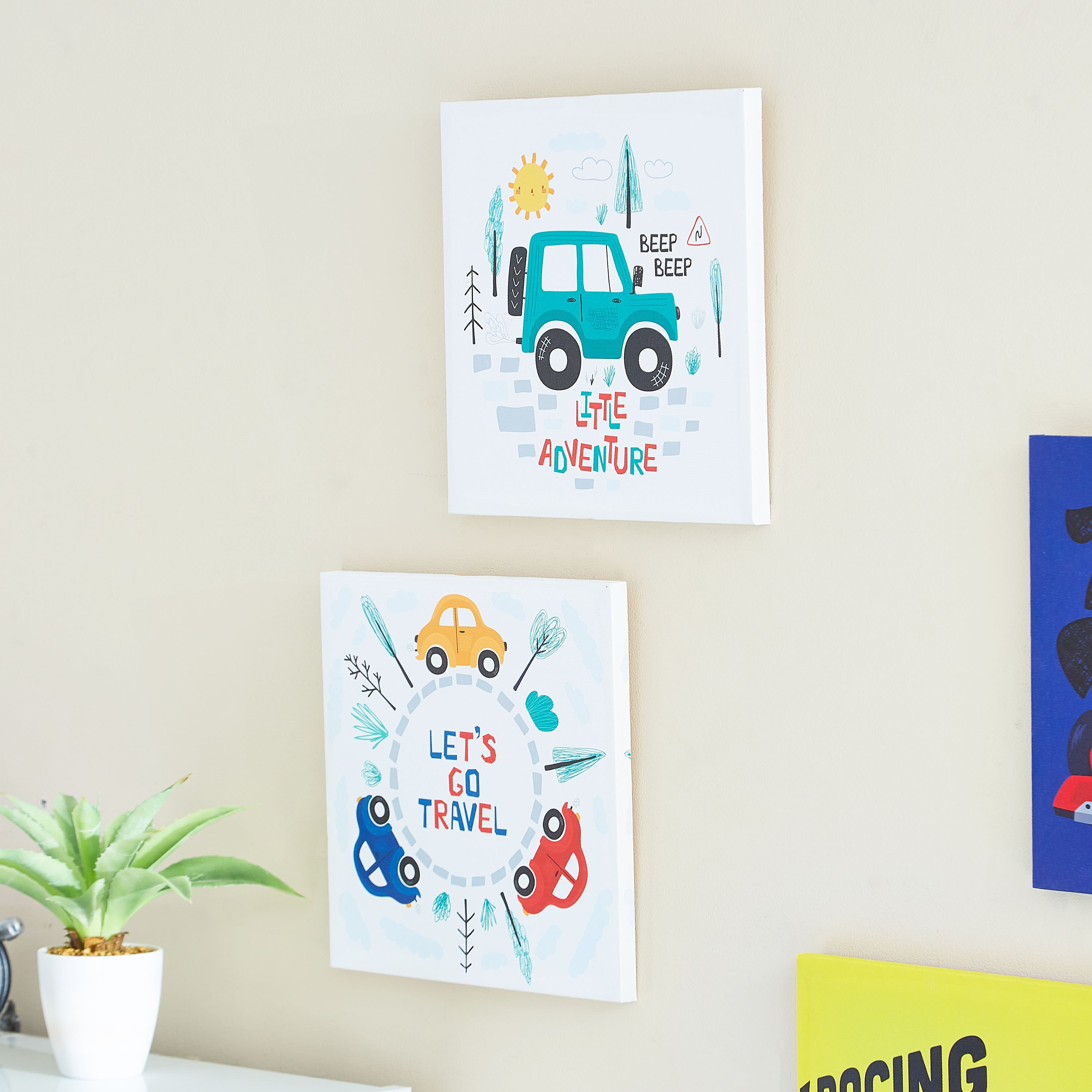 لوحة كانفاس بطبعات سيارات قطعتين من آرتيستري - 30x30x1 سم-hbxhomeware-hbxkidsandyouth-image-2