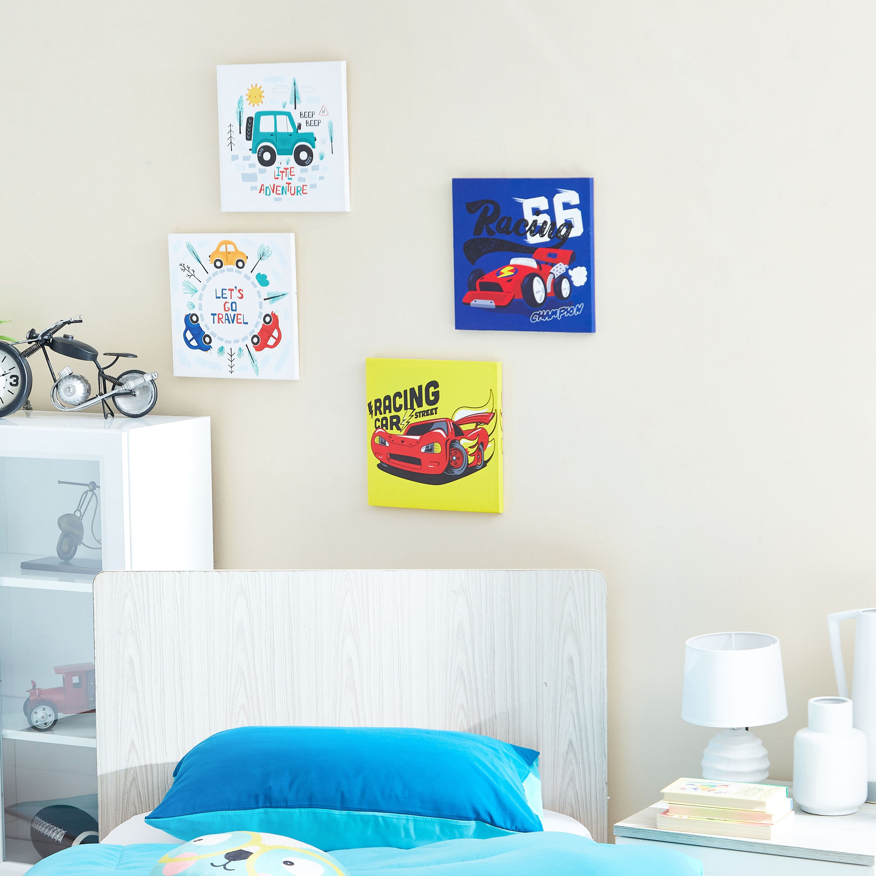 لوحة كانفاس بطبعات سيارات قطعتين من آرتيستري - 30x30x1 سم-hbxhomeware-hbxkidsandyouth-image-4