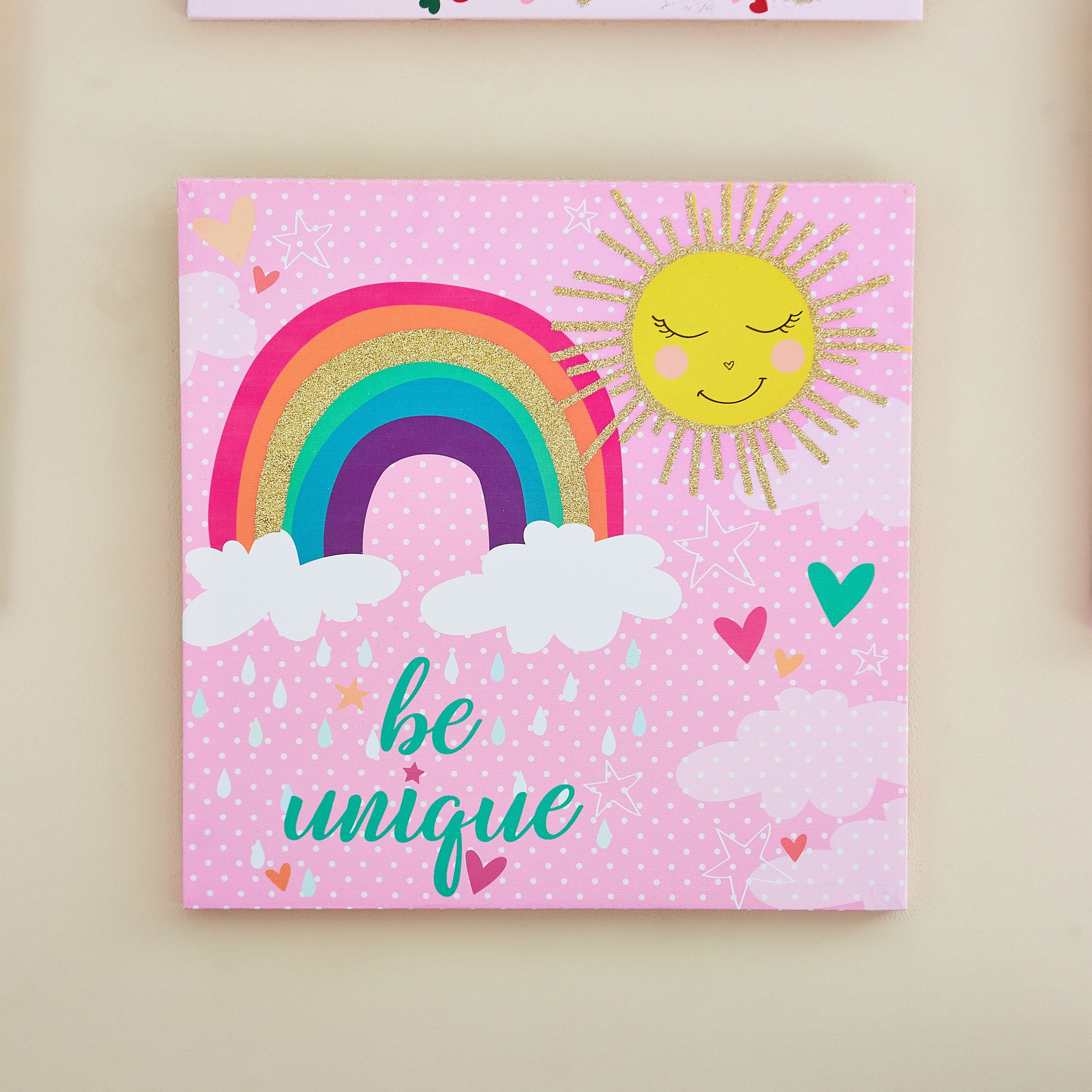 لوحة كانفاس جليتر بطبعات قوس قزح من آرتيستري - 40x40x1.8 سم-hbxhomeware-hbxkidsandyouth-image-1
