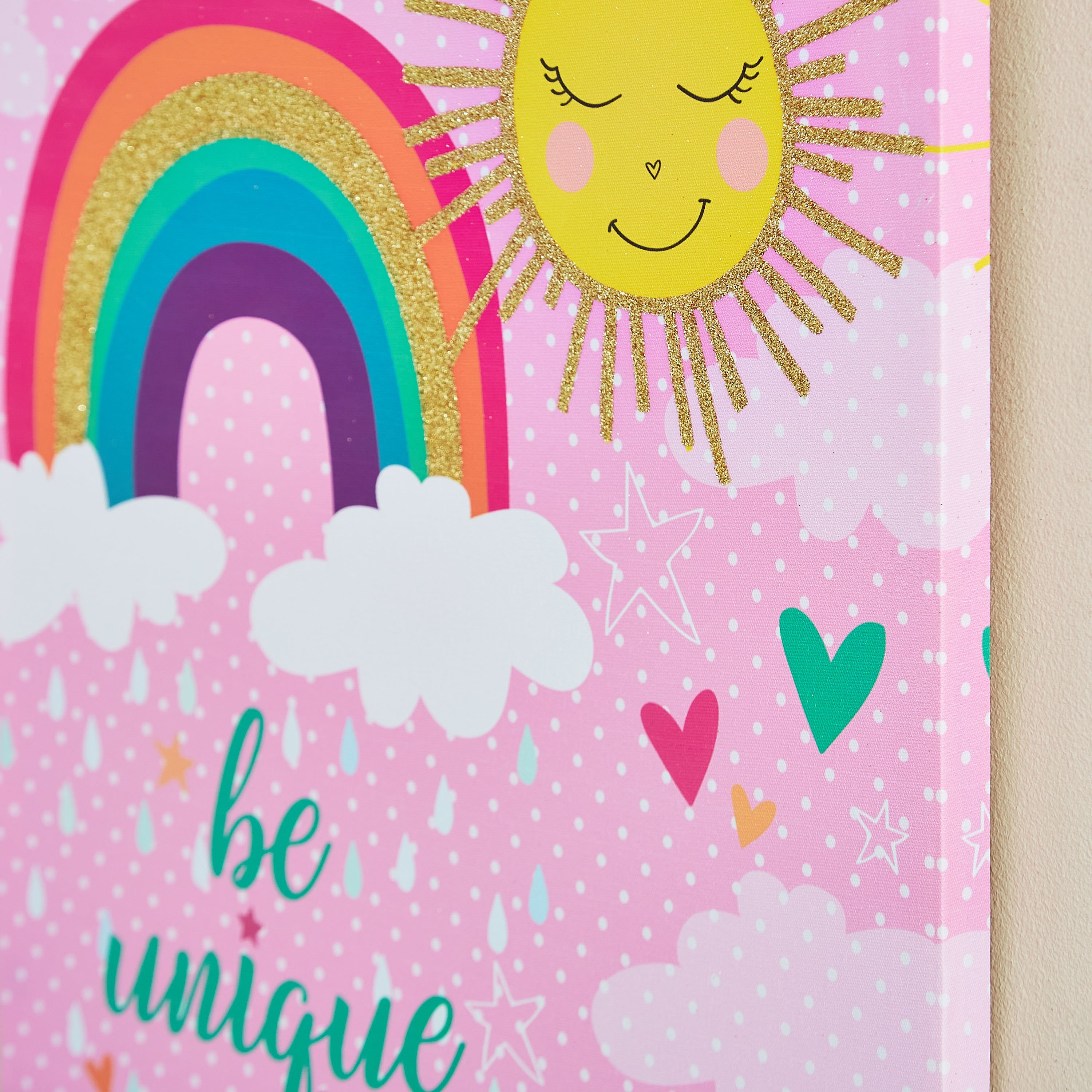 لوحة كانفاس جليتر بطبعات قوس قزح من آرتيستري - 40x40x1.8 سم-hbxhomeware-hbxkidsandyouth-image-2