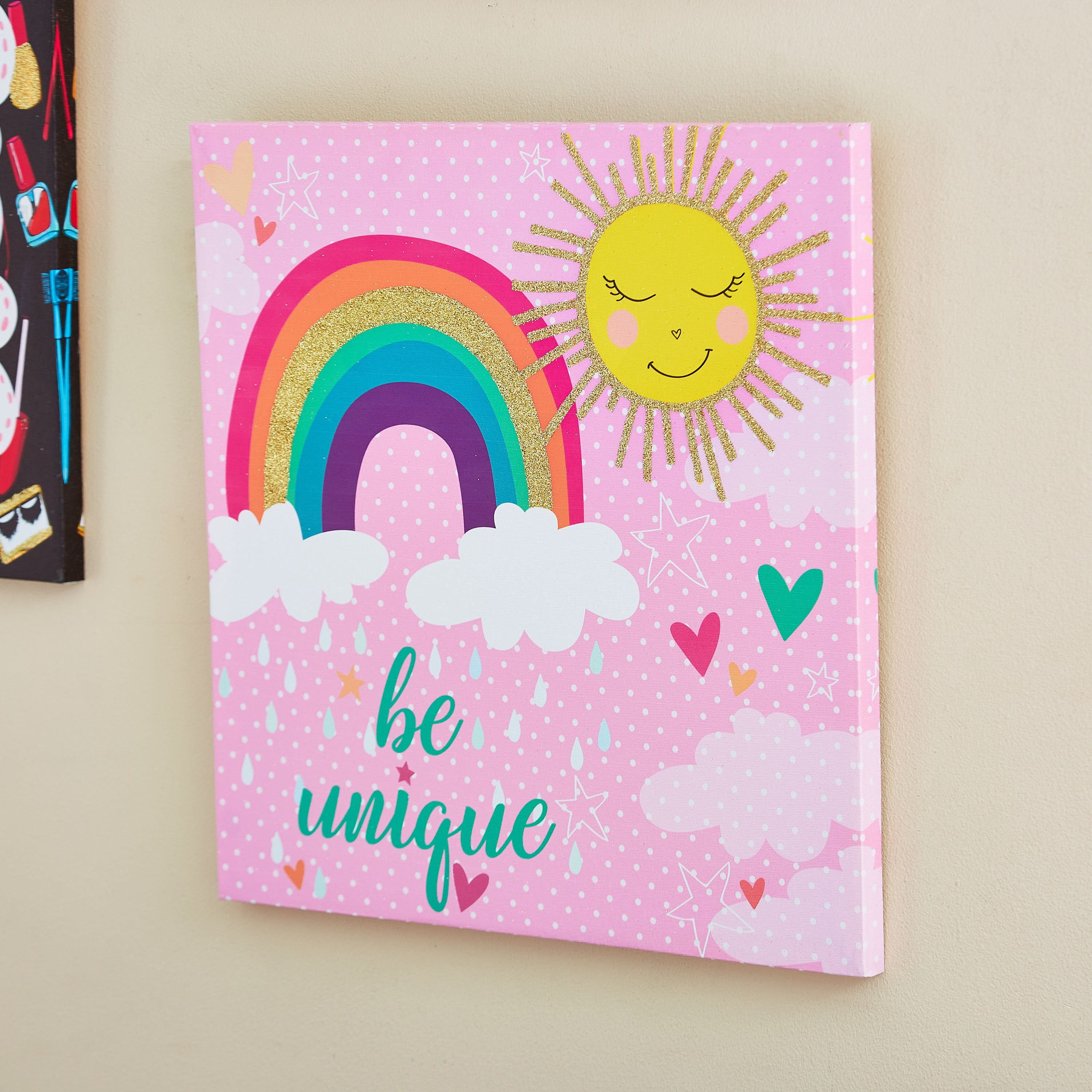 لوحة كانفاس جليتر بطبعات قوس قزح من آرتيستري - 40x40x1.8 سم-hbxhomeware-hbxkidsandyouth-image-3