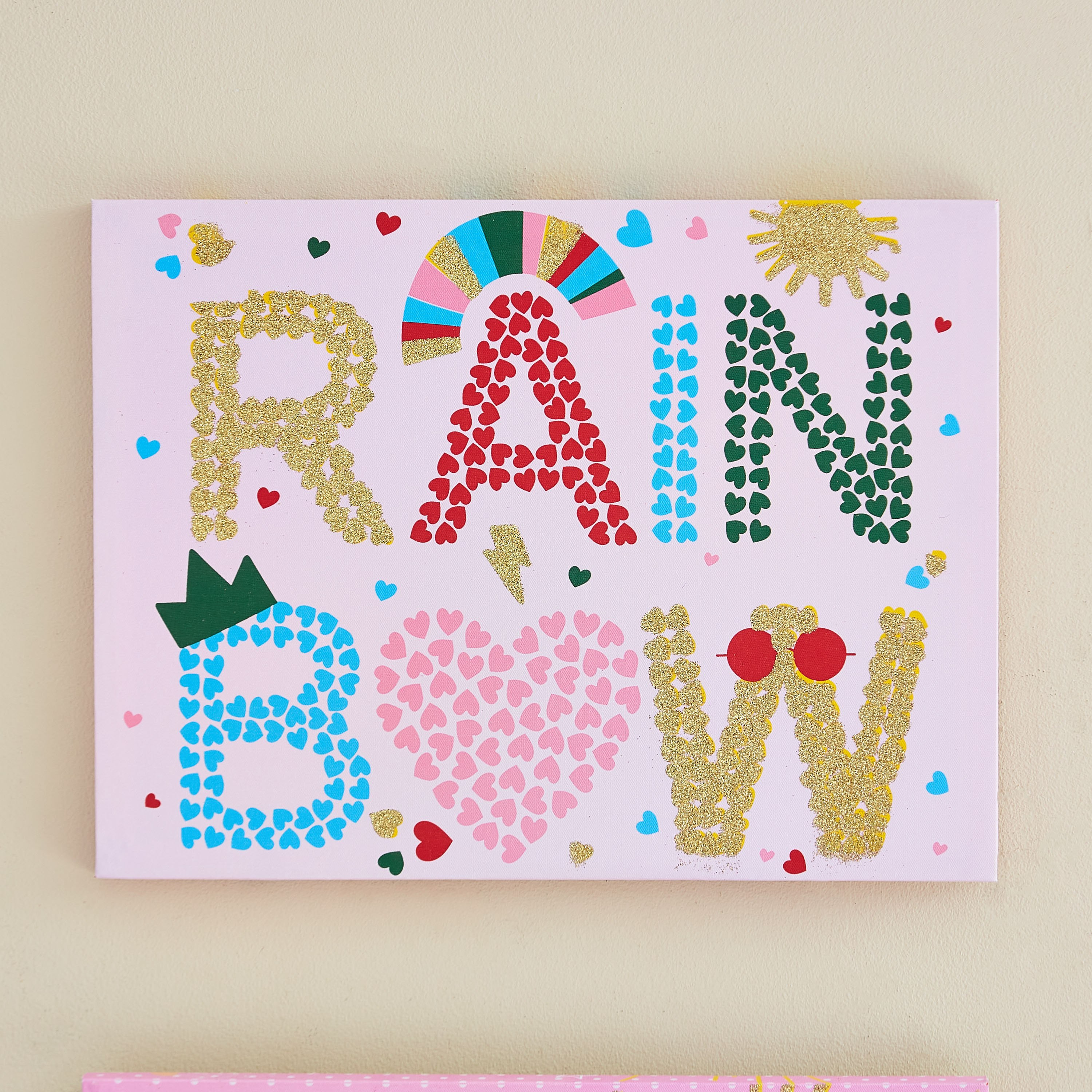 Artistry Rainbow Colour Print Glitter Canvas - 30x40x1.8 cm-hbxhomeware-hbxkidsandyouth-image-1