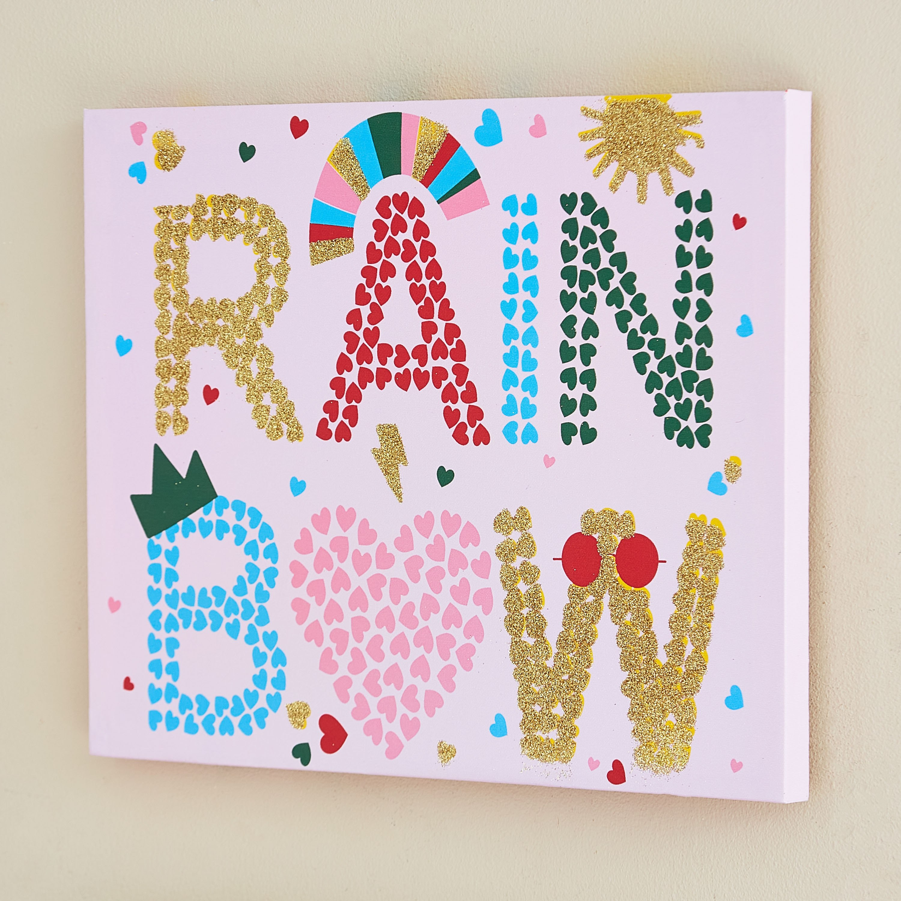 Artistry Rainbow Colour Print Glitter Canvas - 30x40x1.8 cm-hbxhomeware-hbxkidsandyouth-image-3