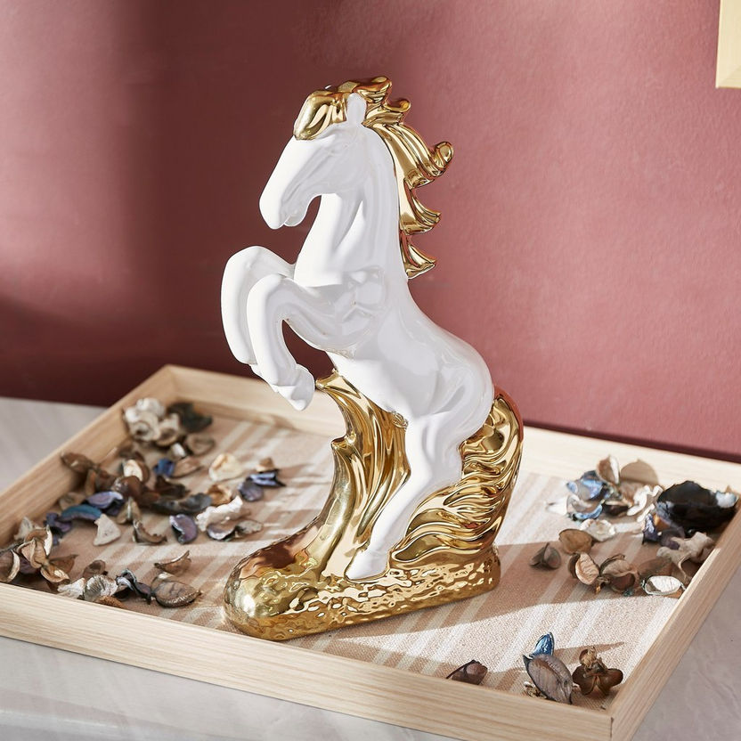 Casa Ceramic Running Horse Figurine - 18x7x30 cm-Figurines and Ornaments-image-0