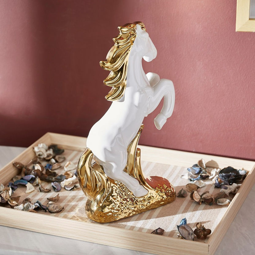 Casa Ceramic Running Horse Figurine - 18x7x30 cm-Figurines and Ornaments-image-1