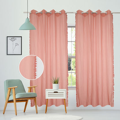 Mia Pom Tassel 2-Piece Sheer Curtain Set - 140x300 cms