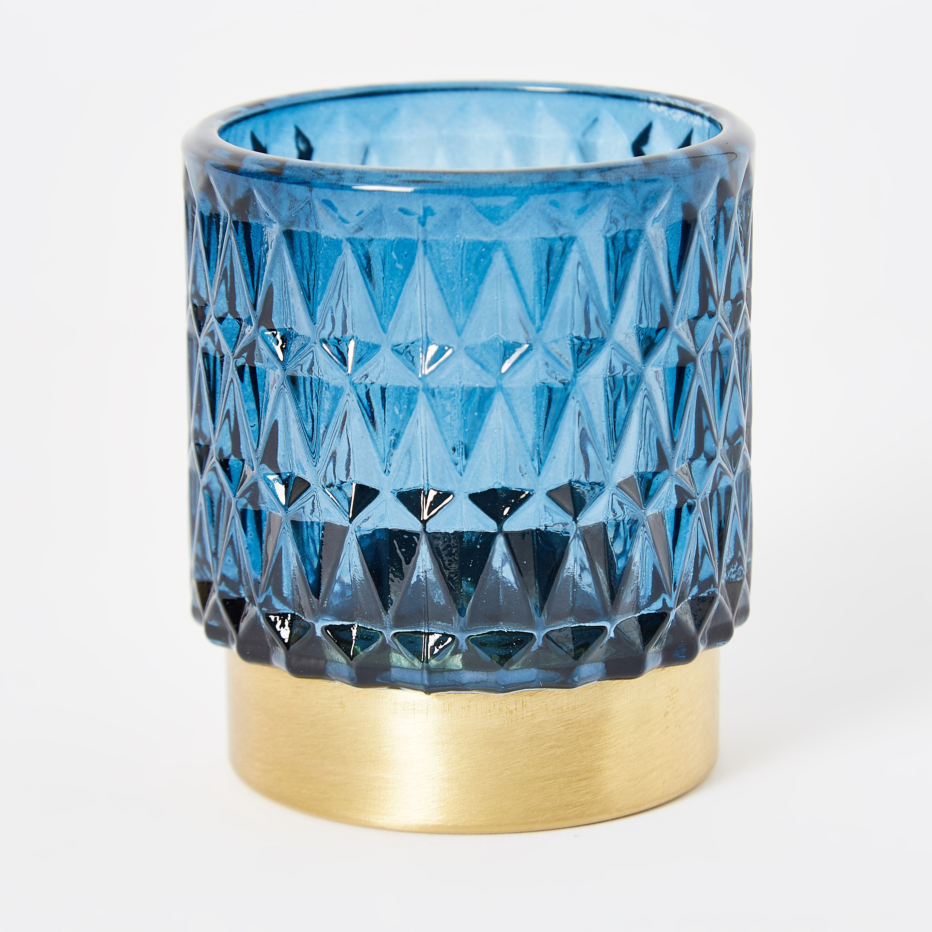 حامل شموع زجاجي بقاعدة ذهبية من هيبورن - 7x10.5 سم-hbxlivingroom-decorandaccessories-candleholders-image-6