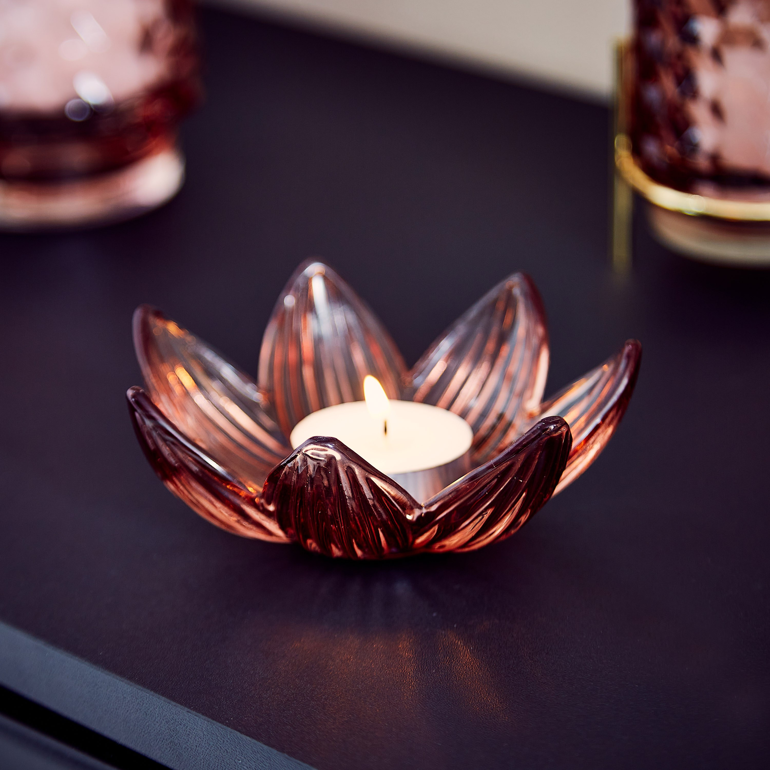 حامل شموع زجاجي فلورال بلوم من أودري- 11.5x4.6 سم-hbxlivingroom-decorandaccessories-candleholders-image-2