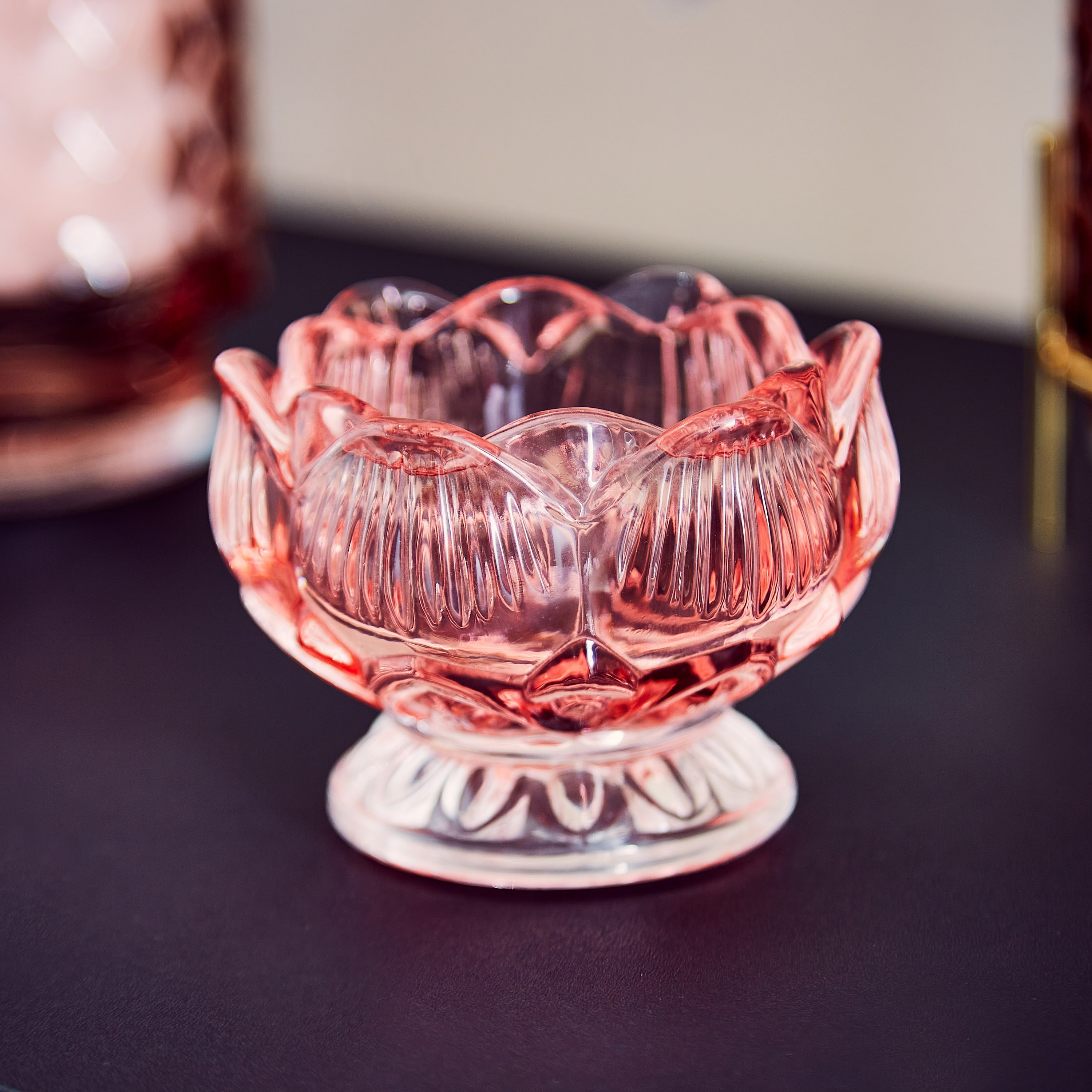 حامل شموع زجاجي فلورال بد من أودري - 8.3x5.3 سم-hbxlivingroom-decorandaccessories-candleholders-image-1