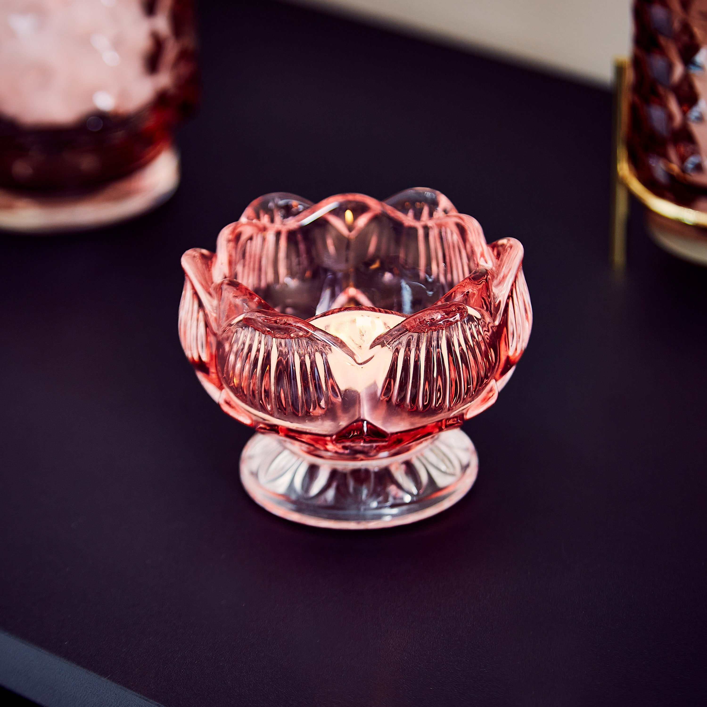 حامل شموع زجاجي فلورال بد من أودري - 8.3x5.3 سم-hbxlivingroom-decorandaccessories-candleholders-image-2