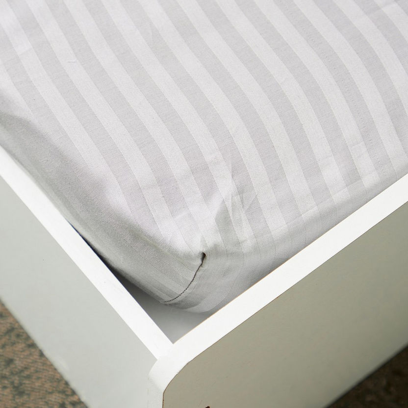 Hamilton Satin Striped Single Cotton Fitted Sheet - 90x200+30 cm-Sheets and Pillow Covers-image-2