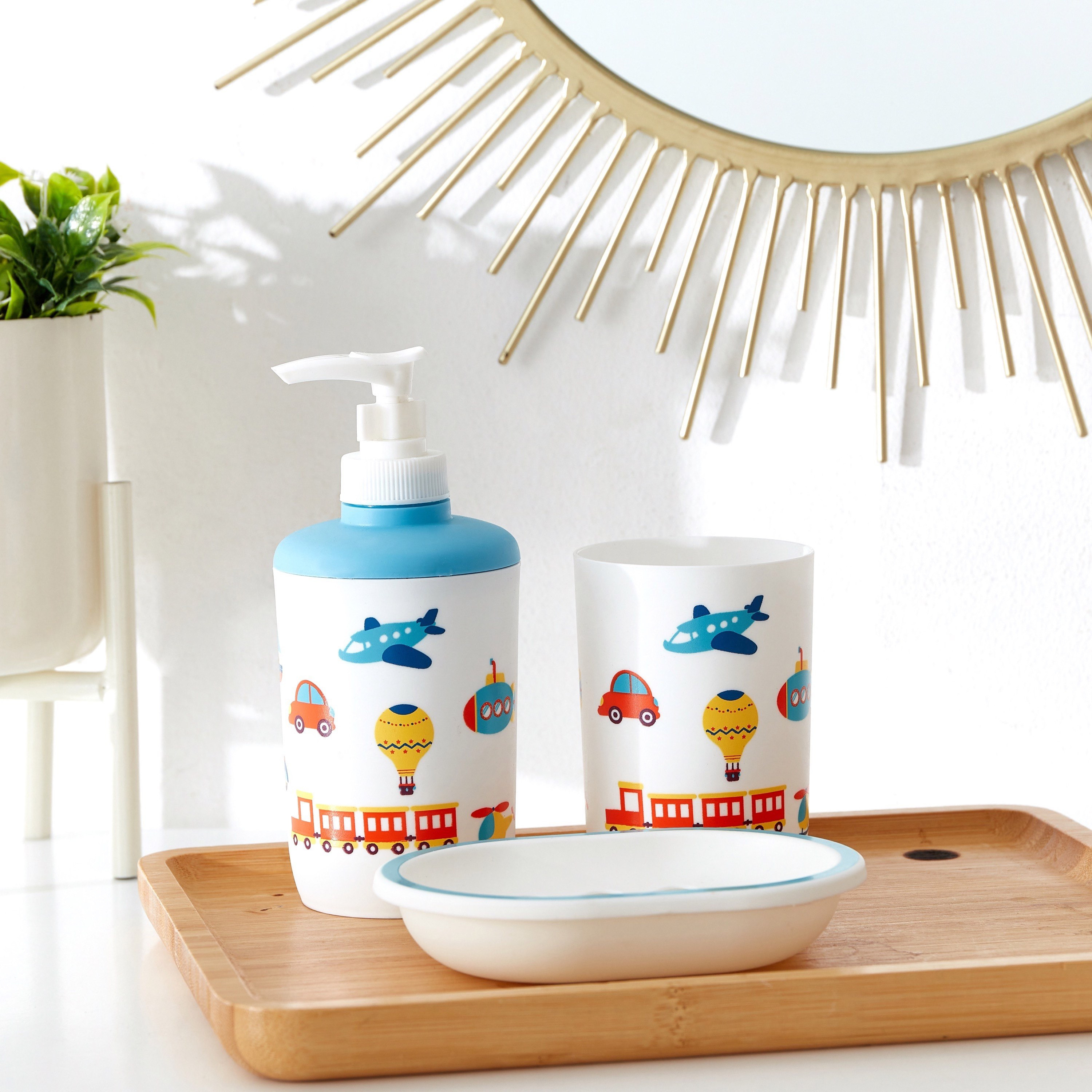 طقم إكسسوارات حمّام سيراميك بطبعات مواصلات من أريس 3- قطع-hbxhomeware-hbxkidsandyouth-image-1