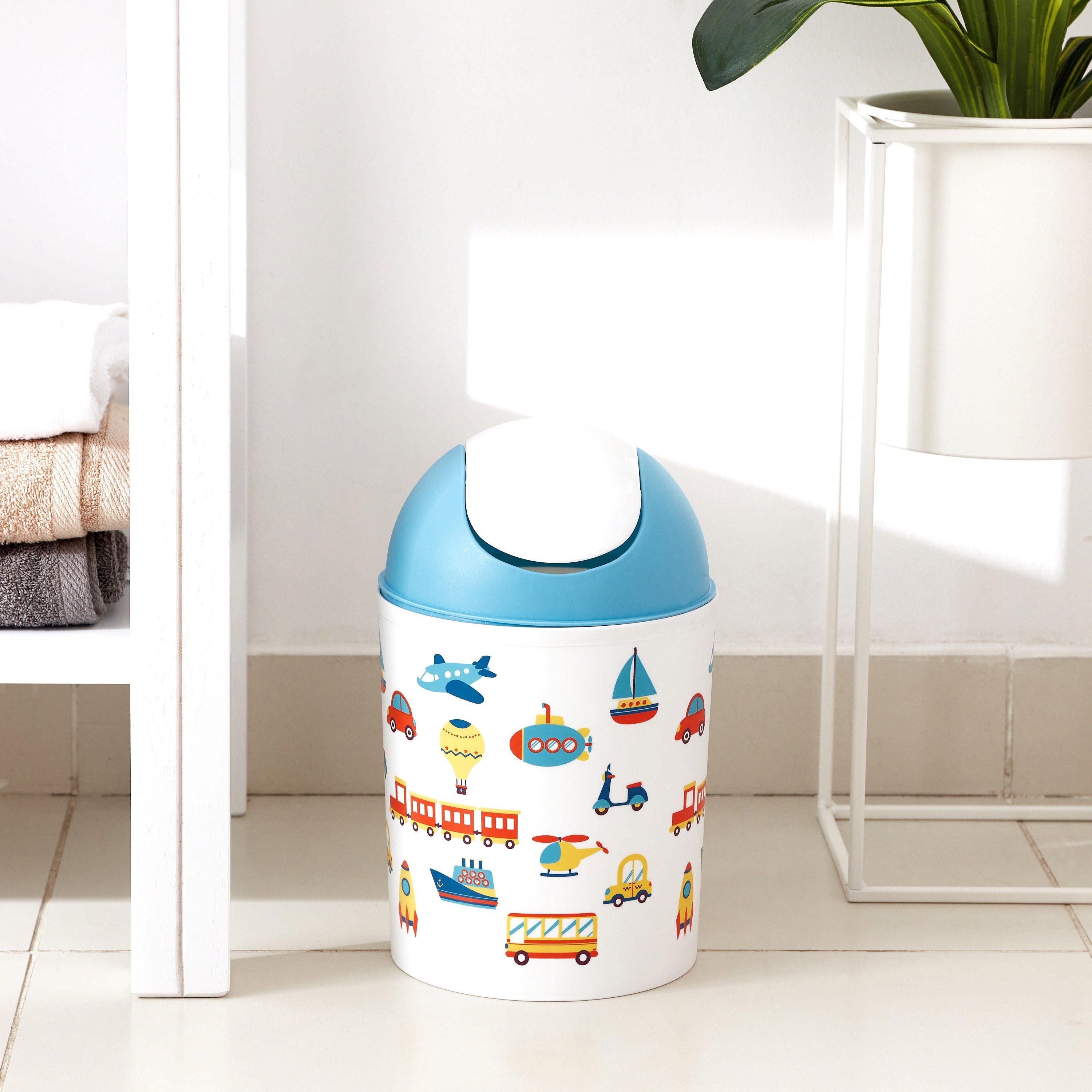سلّة نفايات بطبعات وسائل نقل من أريس  - 19.5x24 سم-hbxhomeware-hbxkidsandyouth-image-1