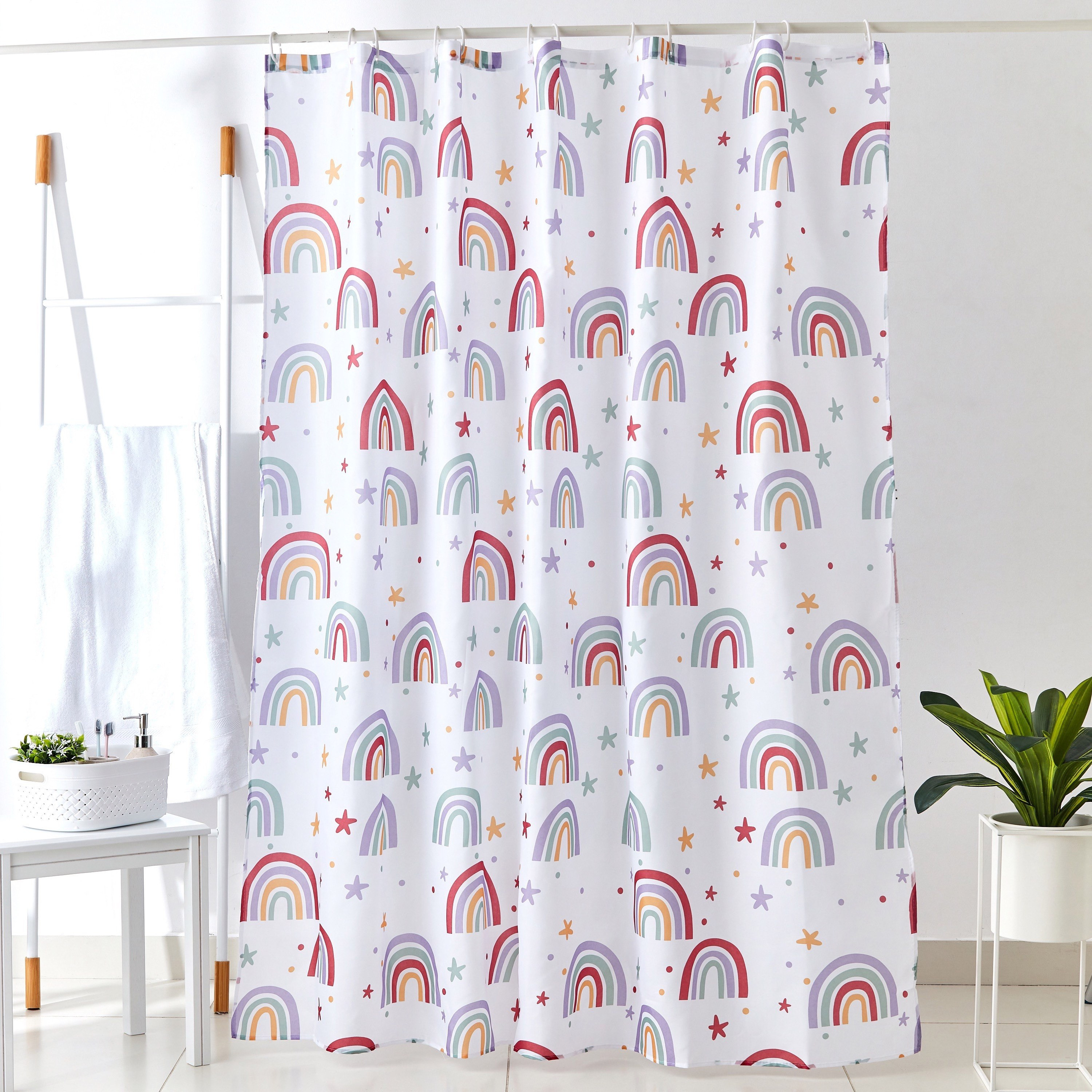 ستارة استحمّام بوليستر بطبعات قوس قزح من أريس - 180x180 سم-hbxhomeware-hbxkidsandyouth-image-1