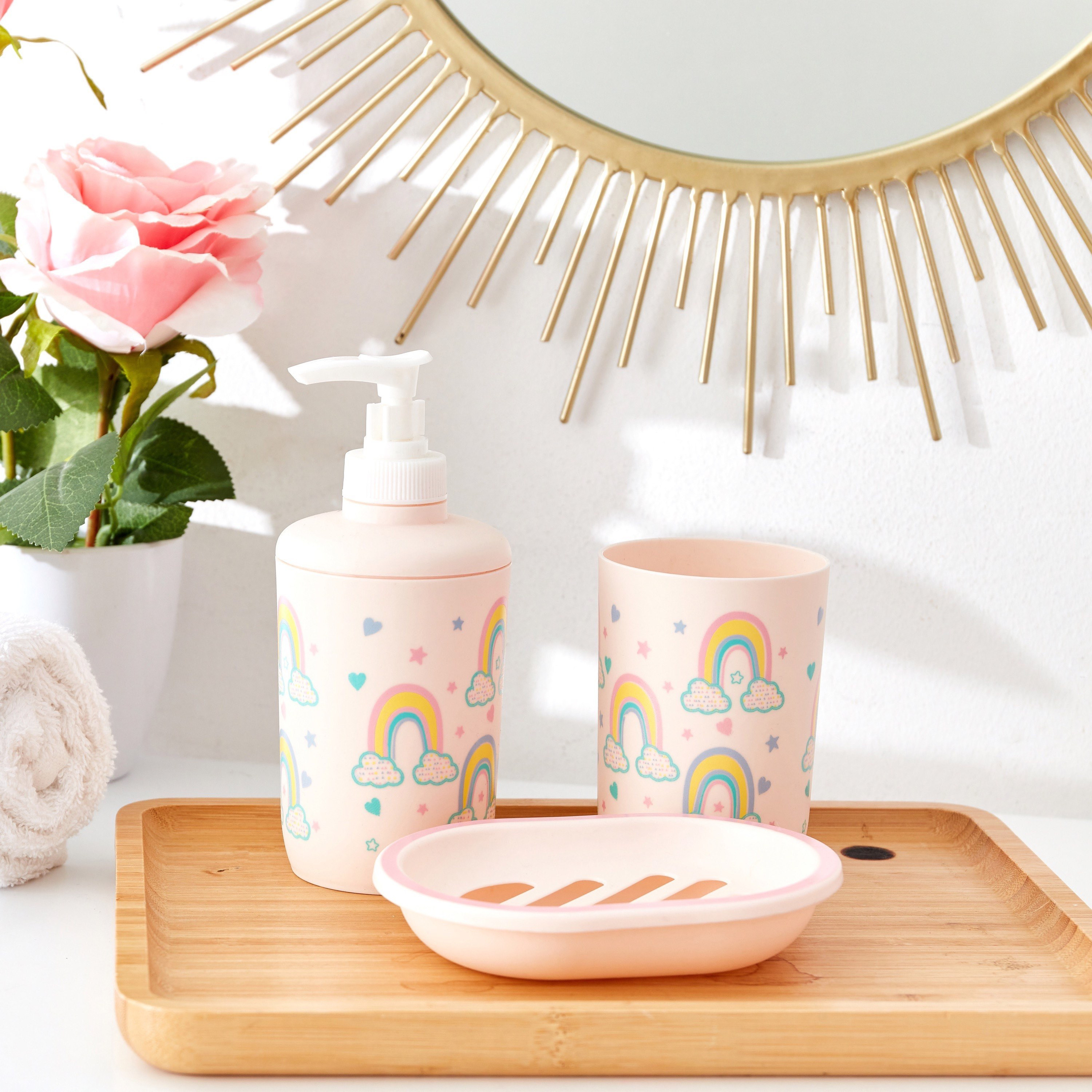 طقم إكسسوارات حمّام سيراميك بطبعات قوس قزح من أريس 3- قطع-hbxhomeware-hbxkidsandyouth-image-1