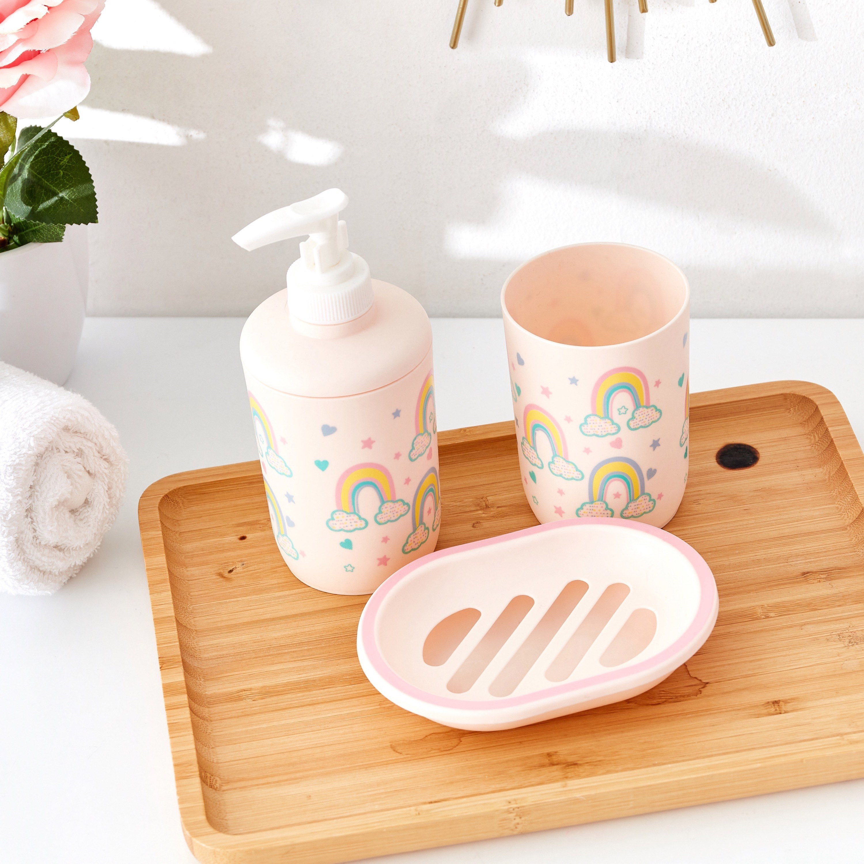 طقم إكسسوارات حمّام سيراميك بطبعات قوس قزح من أريس 3- قطع-hbxhomeware-hbxkidsandyouth-image-2